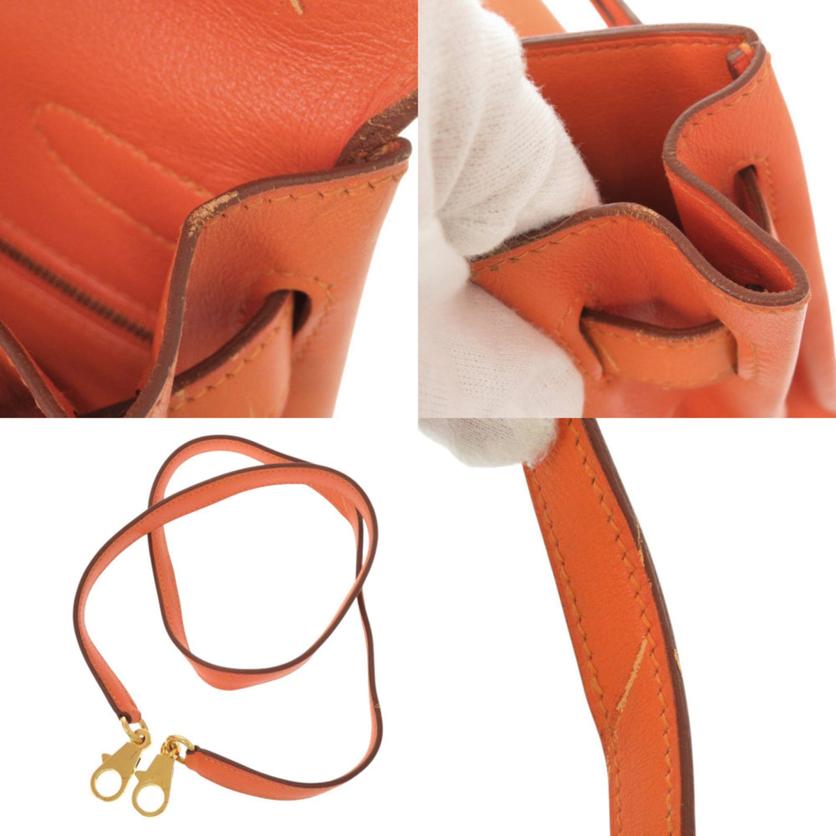 Hermes Orange Gulliver Leather Handbag (Pre-Owned)