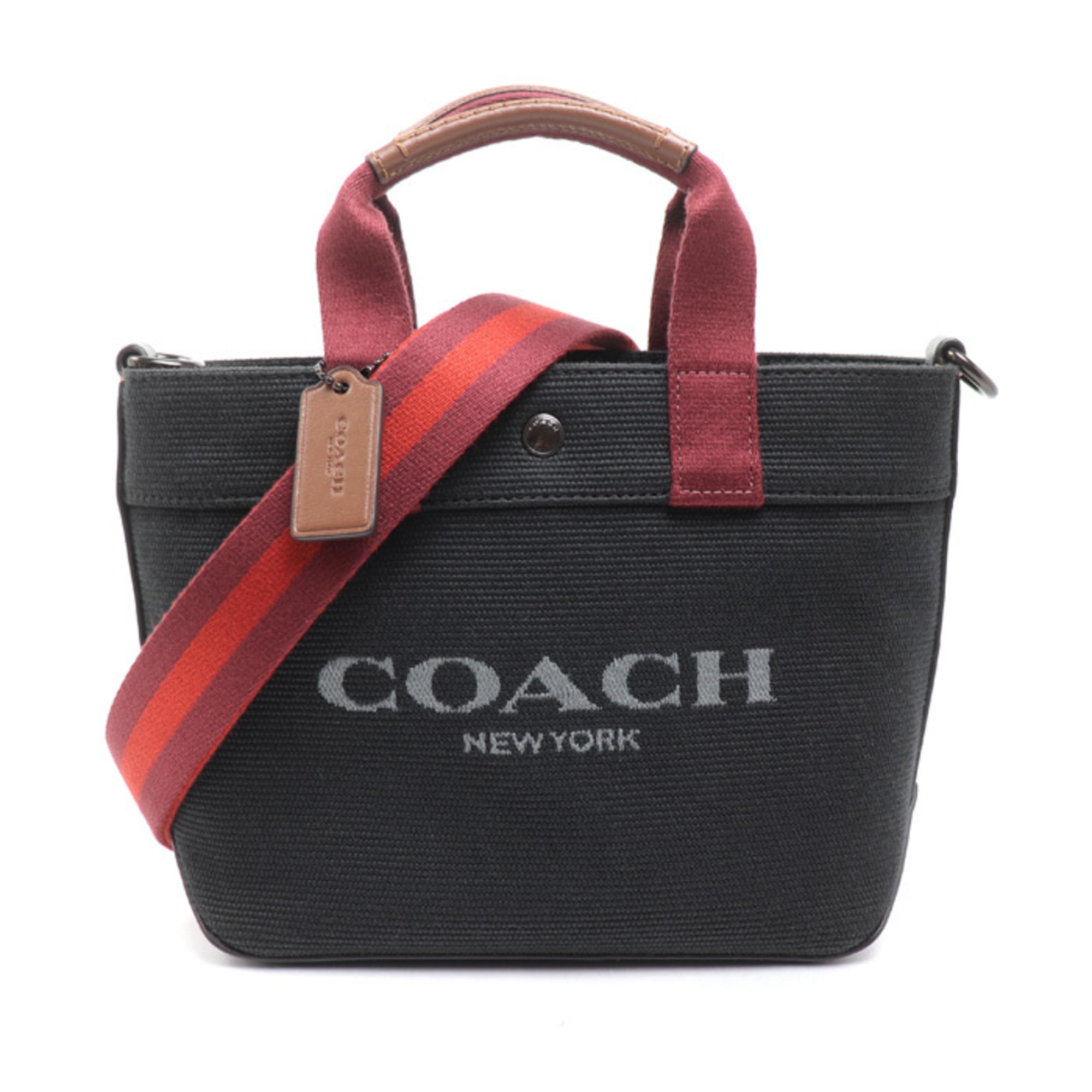 Coach Black Cotton Canvas Leather Tote Bag (Pre-Owned)