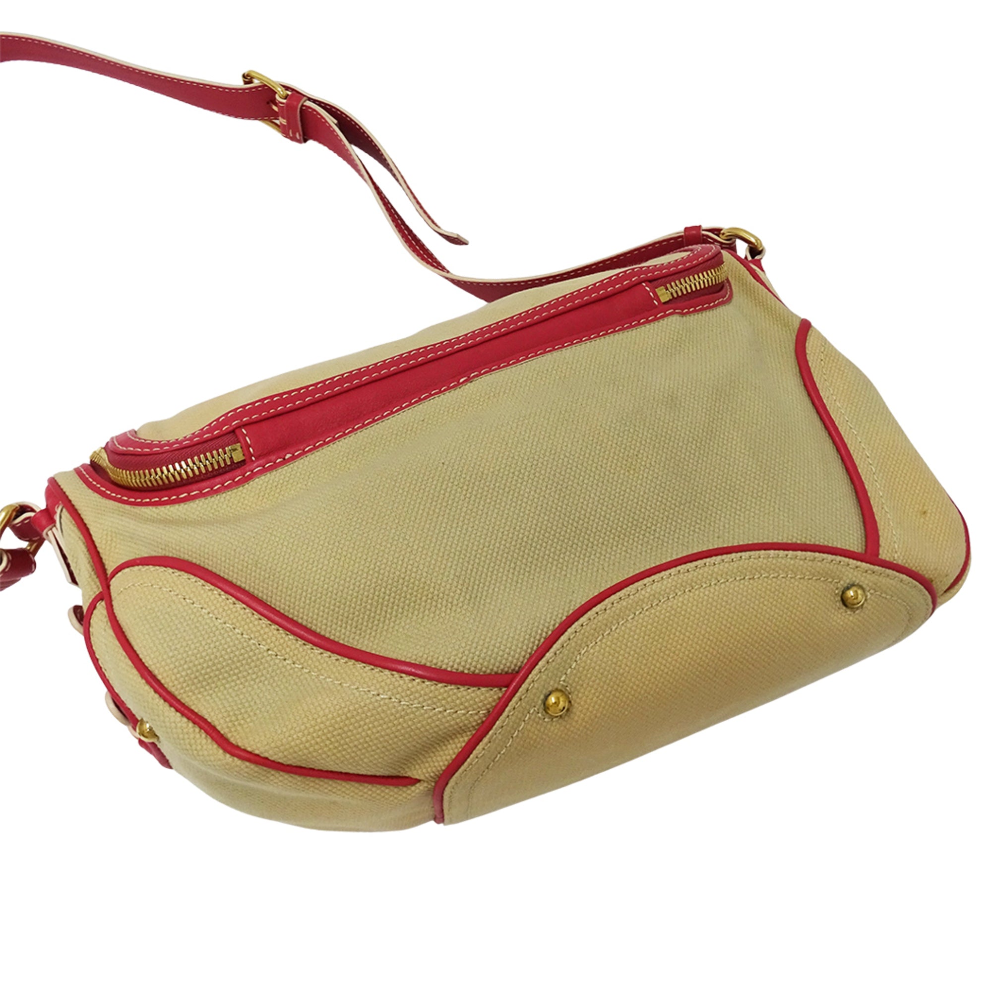 Celine Beige Pink Canvas Handbag Shoulder Bag (Pre-Owned)