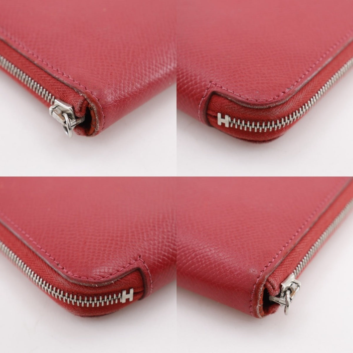 Hermes Red Color Epsom Leather Long Wallet (Bi-Fold) (Pre-Owned)