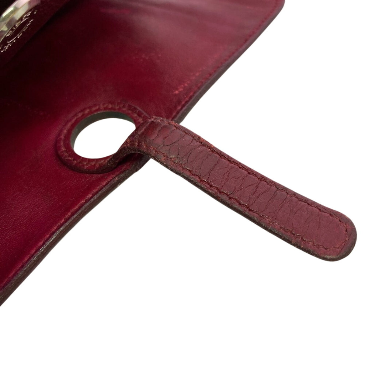 Hermes Red Color Taurillon Clemence Leather Long Wallet (Bi-Fold) (Pre-Owned)
