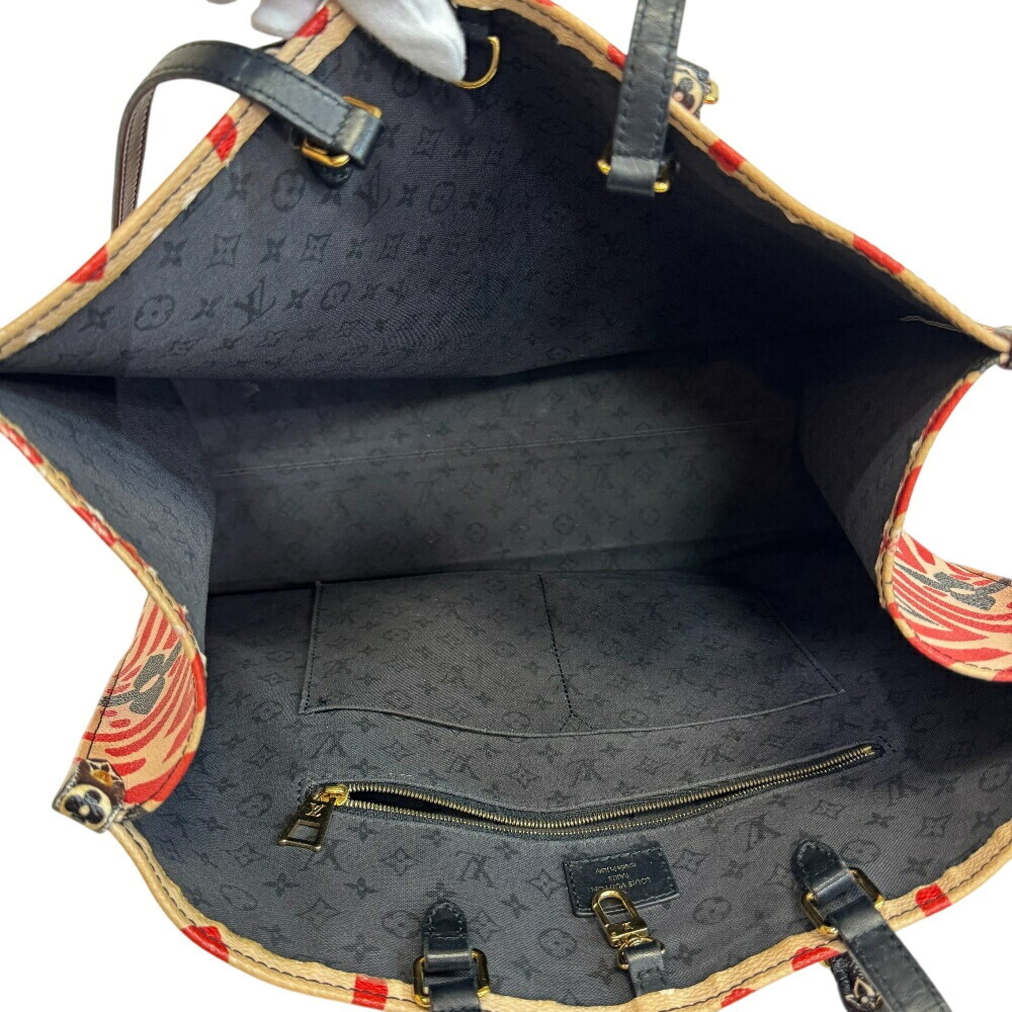 Louis Vuitton Beige Black Multi-Color Red Color Leather Handbag Shoulder Bag Tote Bag (Pre-Owned)