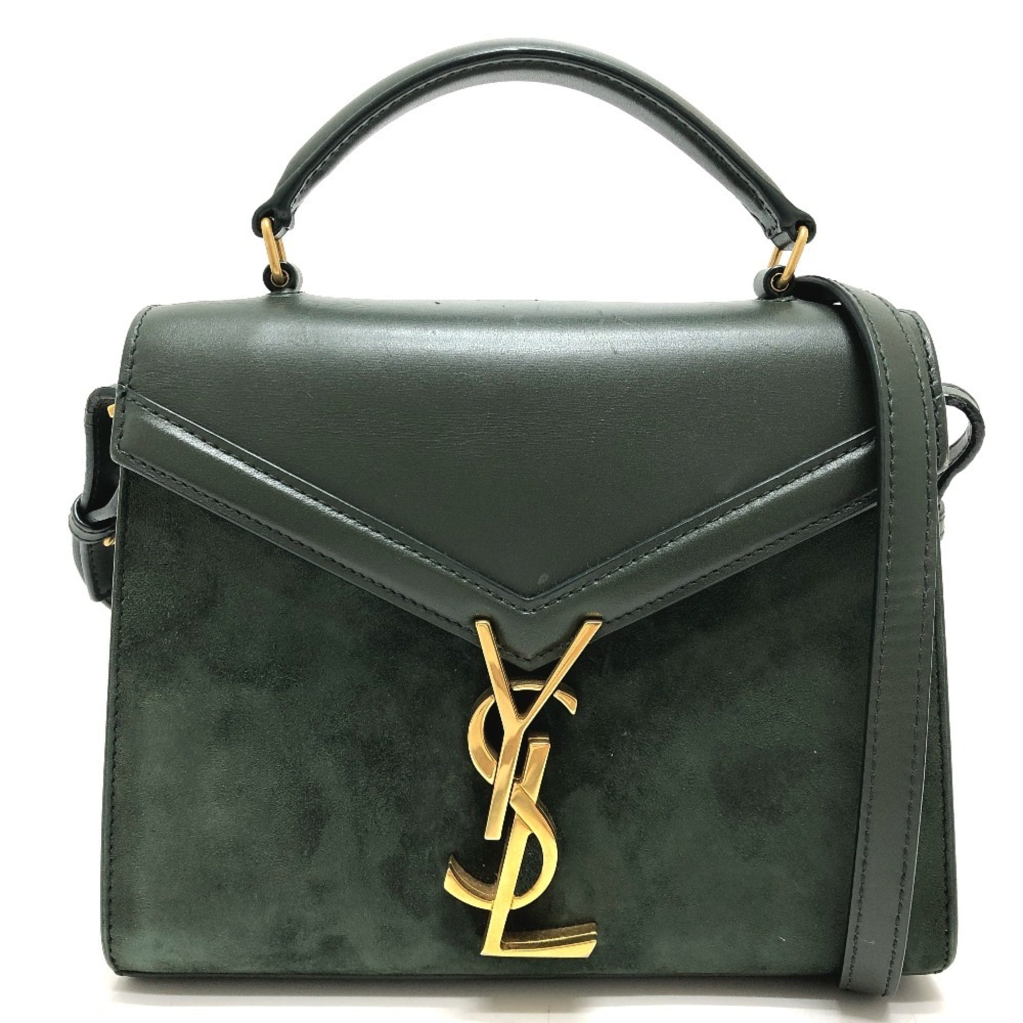 Yves Saint Laurent Green Leather Suede Handbag (Pre-Owned)