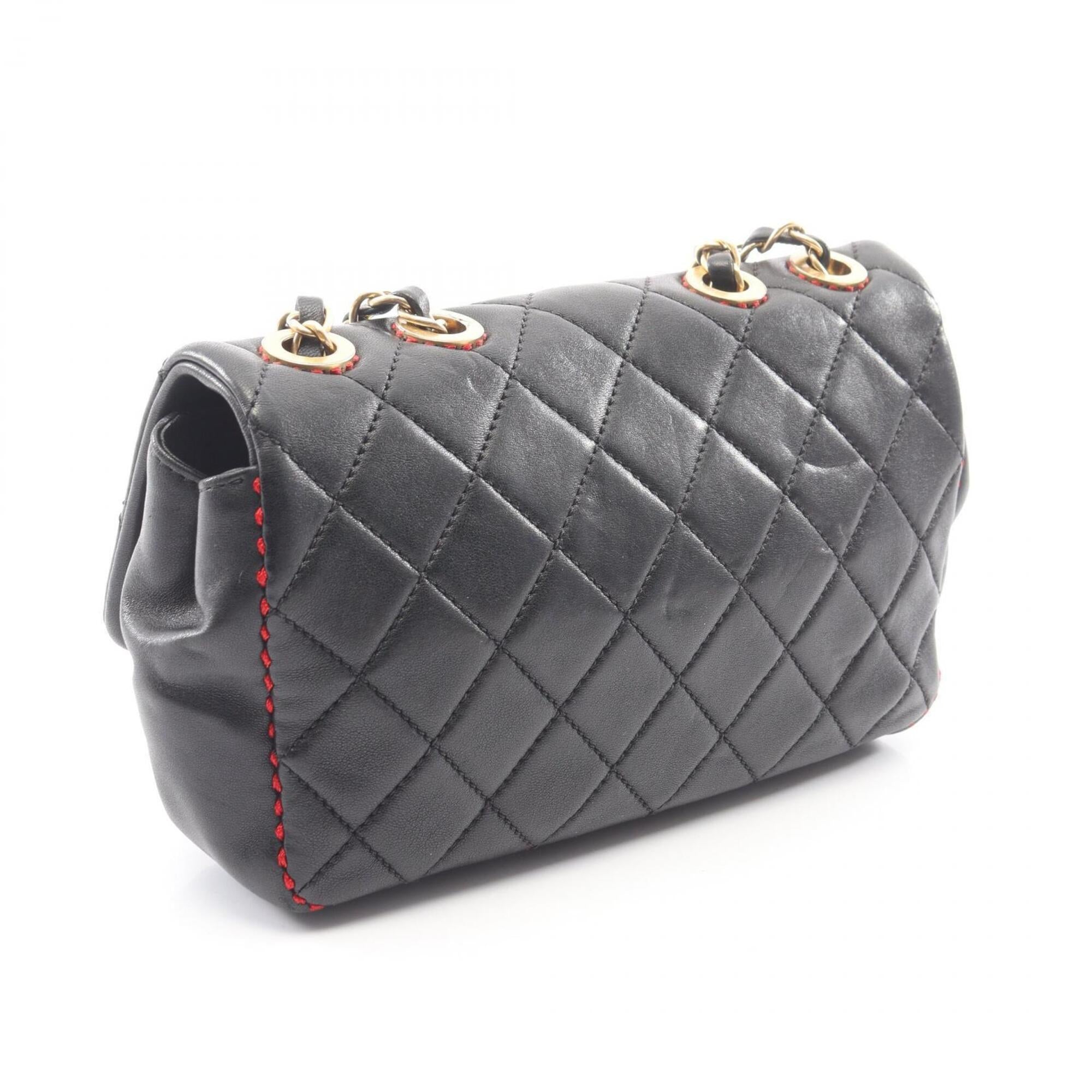 Chanel Black Leather Handbag Shoulder Bag (Pre-Owned)