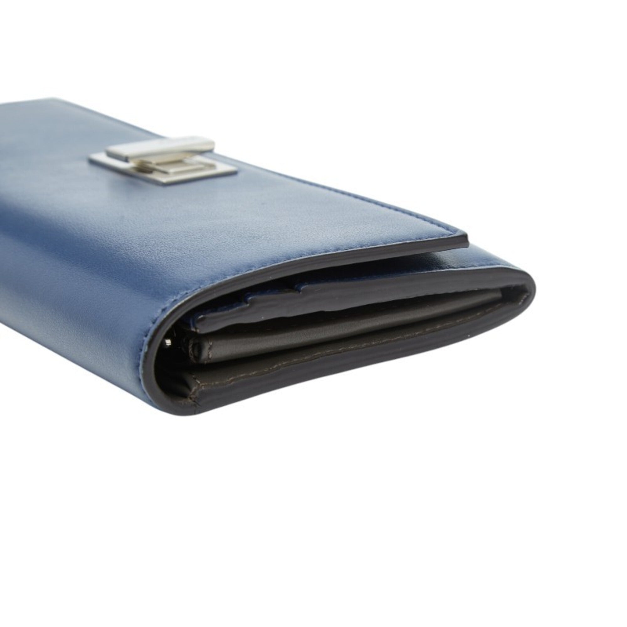 Fendi Blue Leather Long Wallet (Bi-Fold) (Pre-Owned)
