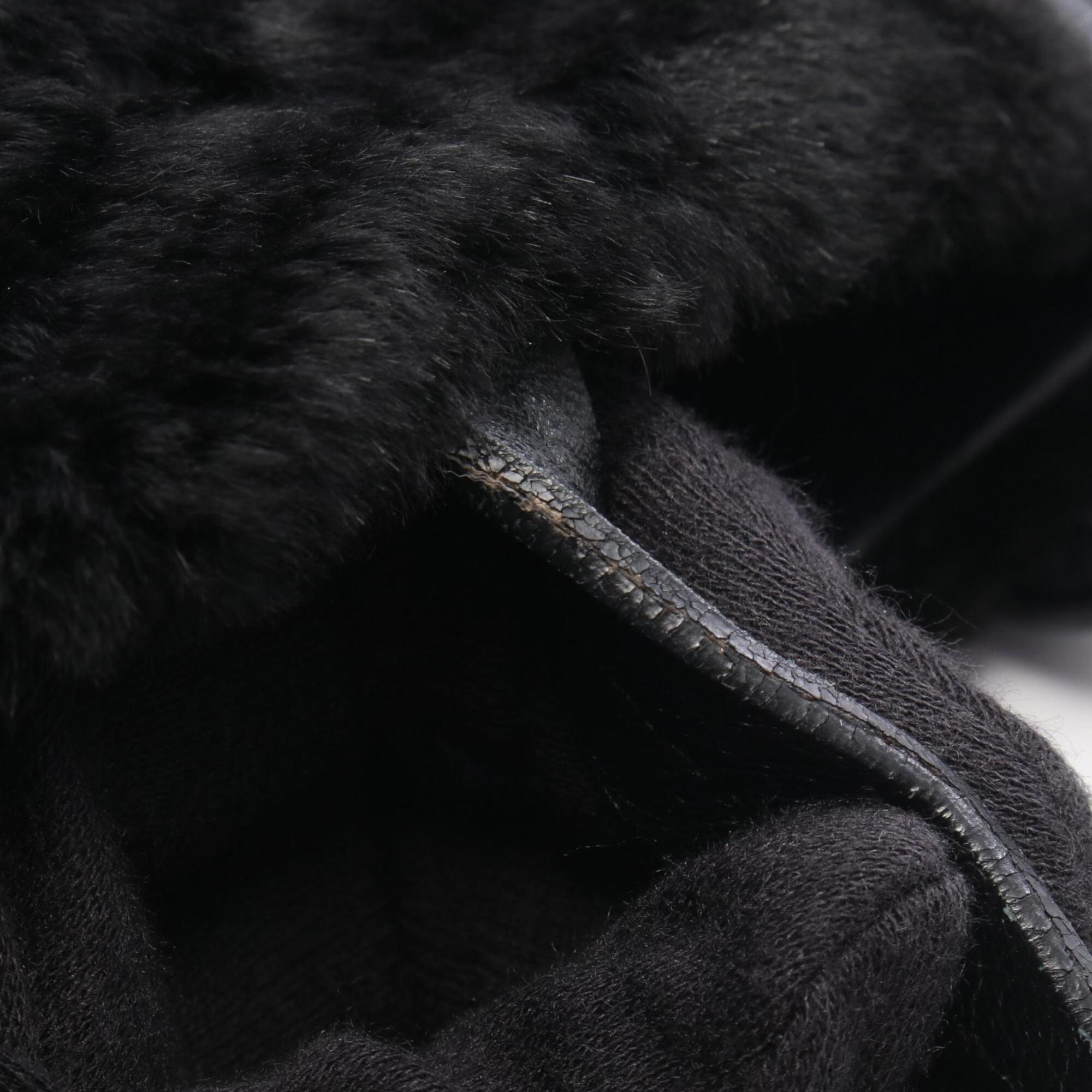 Salvatore Ferragamo Black Leather Fur Handbag Tote Bag (Pre-Owned)