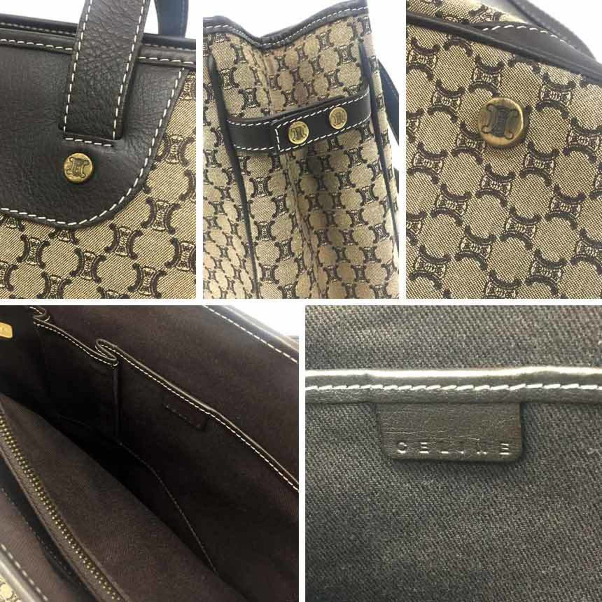 Celine Beige Brown Canvas Leather Tote Bag (Pre-Owned)