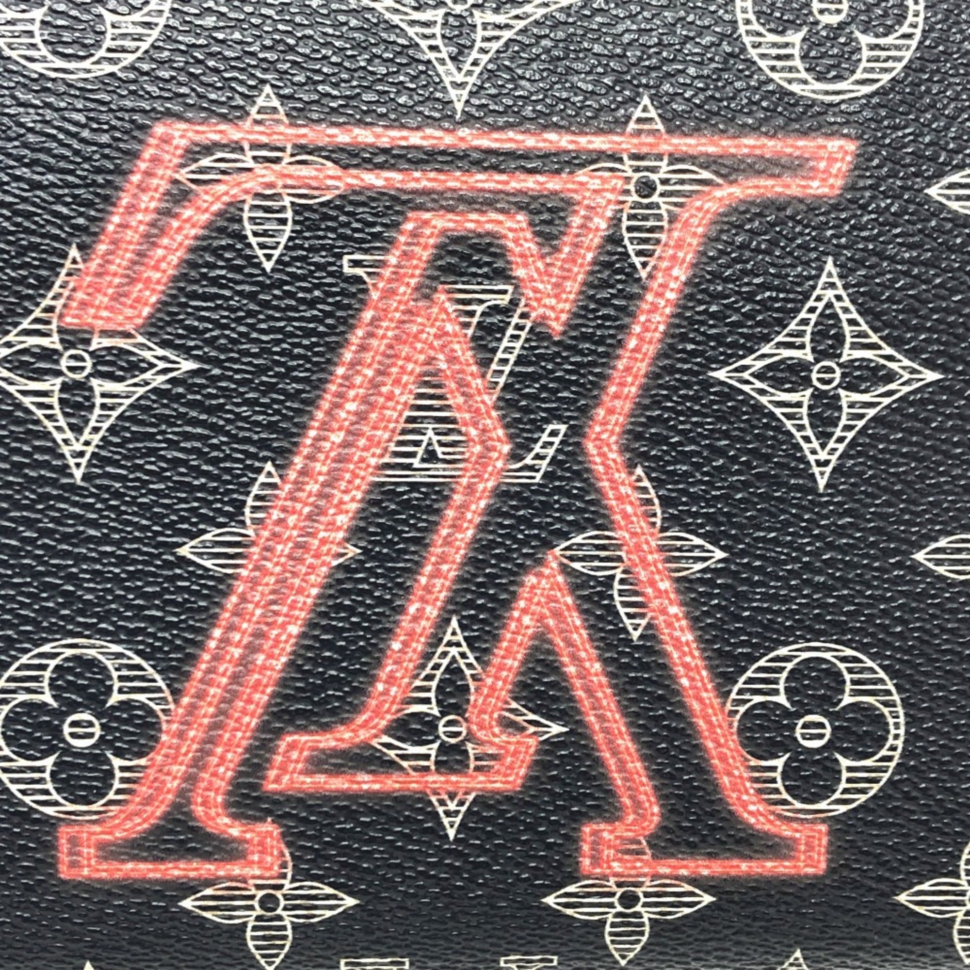 Louis Vuitton Black Navy Red Color Canvas Long Wallet (Bi-Fold) (Pre-Owned)