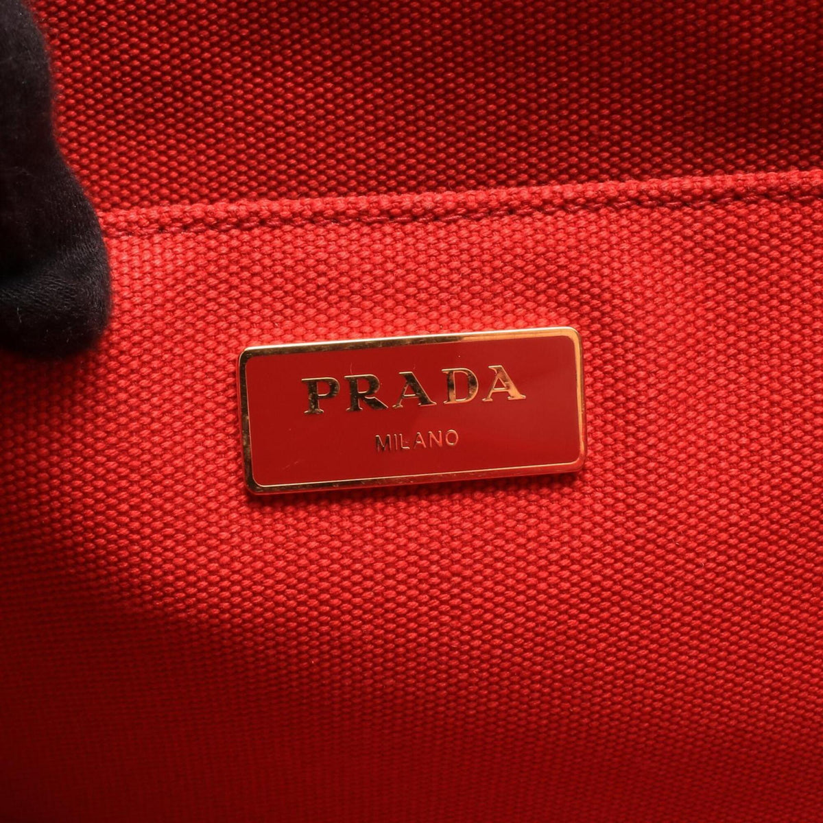 Prada Red Color Canvas Handbag Tote Bag (Pre-Owned)