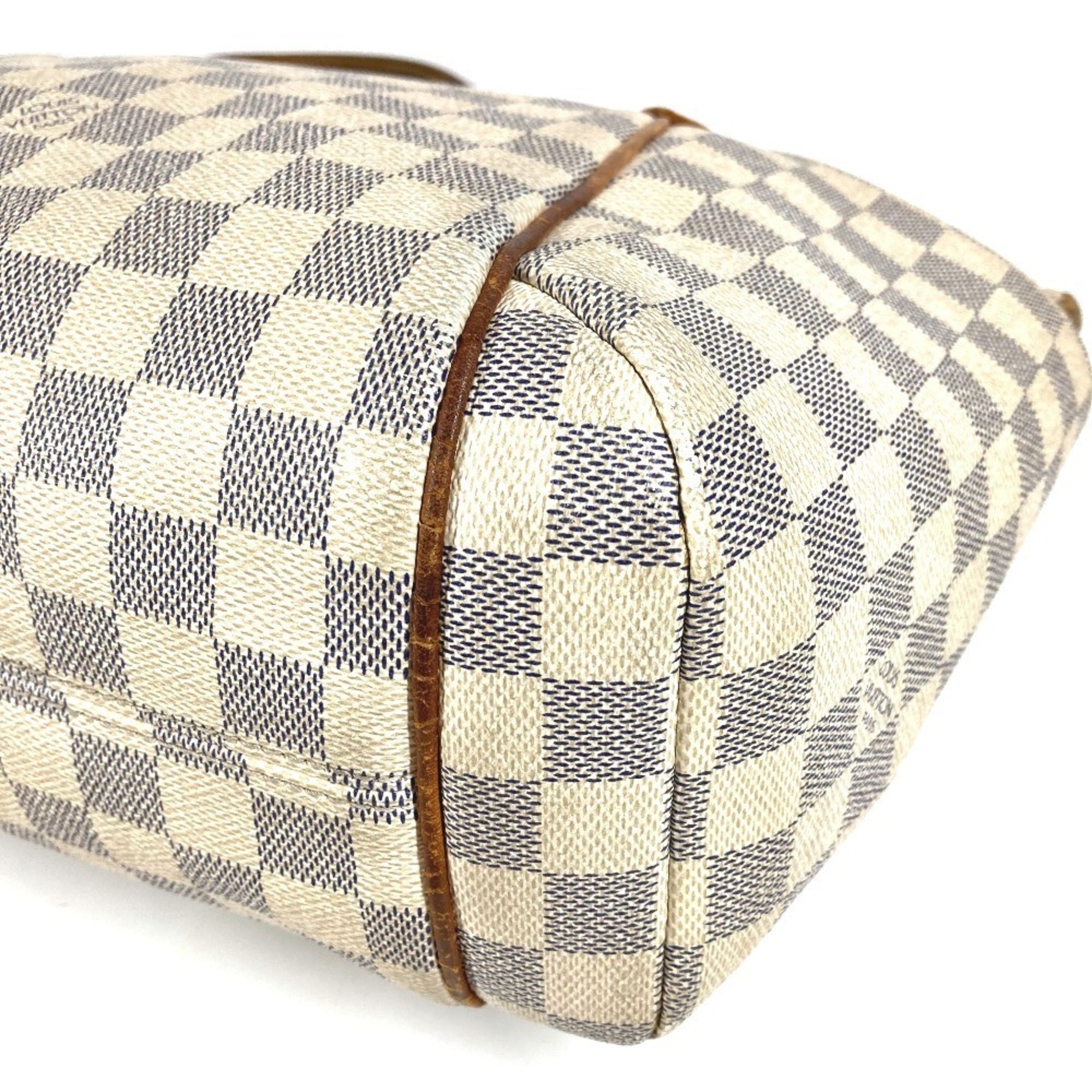 Louis Vuitton Galle White Yellow Damier Azur Shoulder Bag Tote Bag (Pre-Owned)