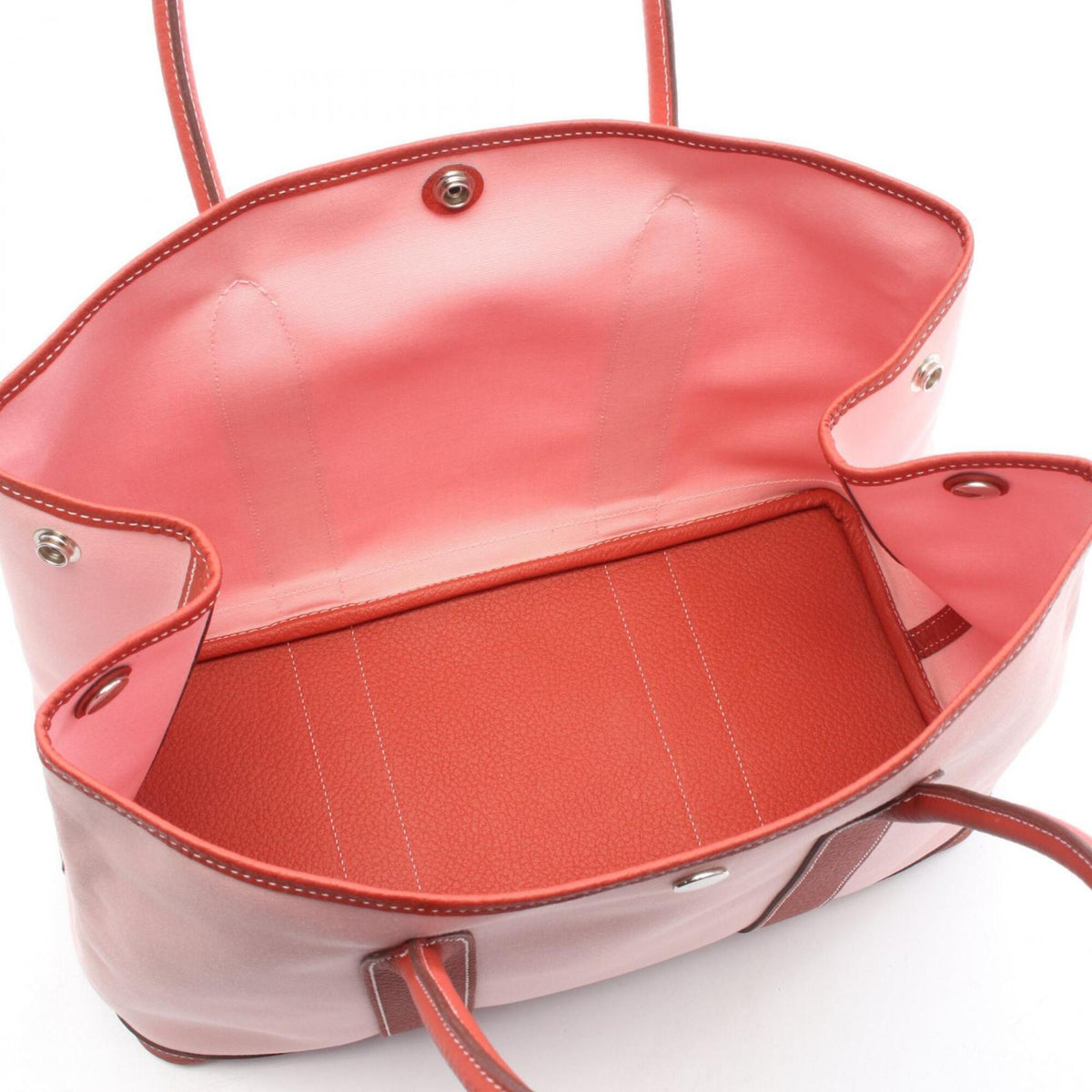 Hermes Pink Red Color Canvas Toile Officier Handbag Tote Bag (Pre-Owned)