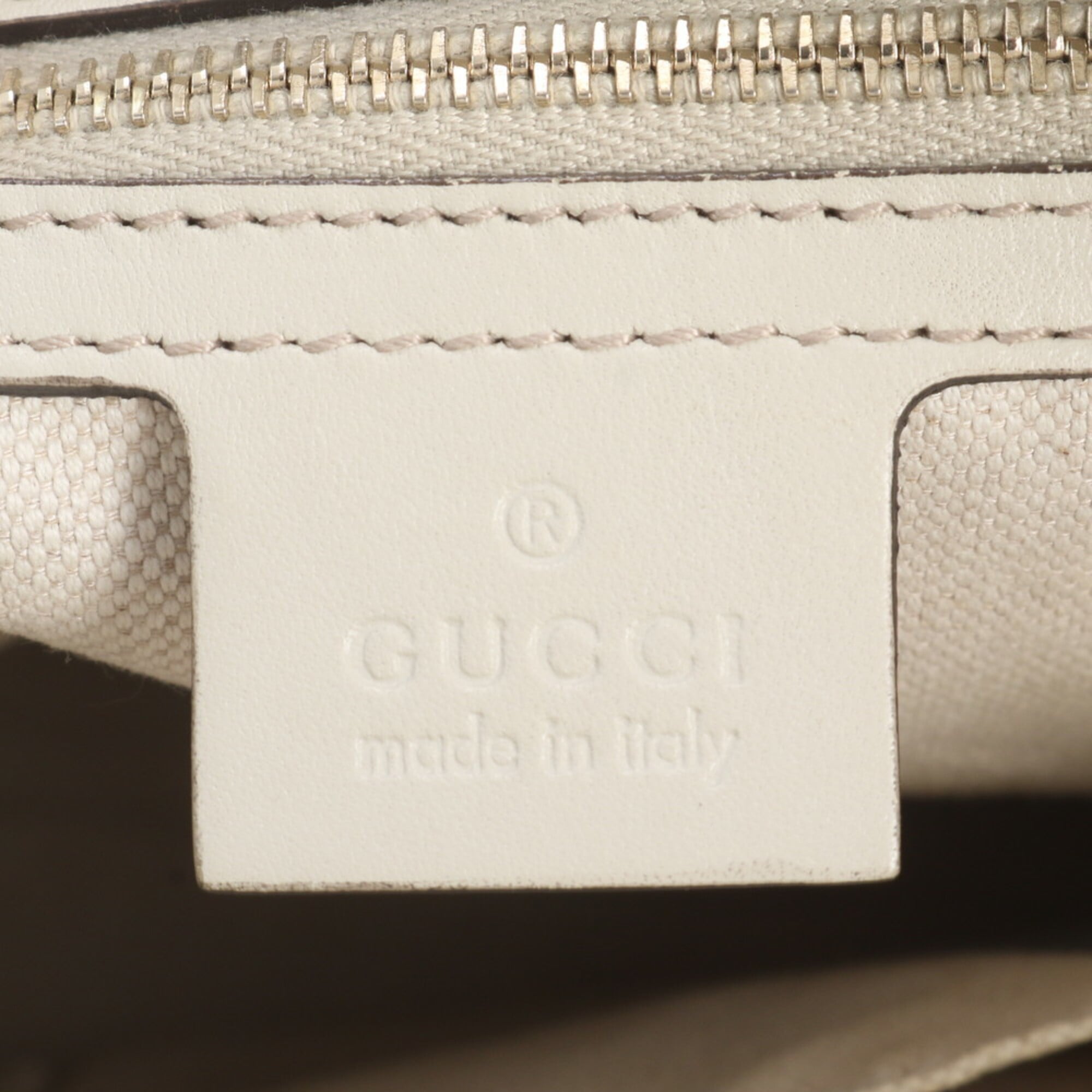Gucci Beige Leather Canvas Handbag Shoulder Bag Tote Bag (Pre-Owned)