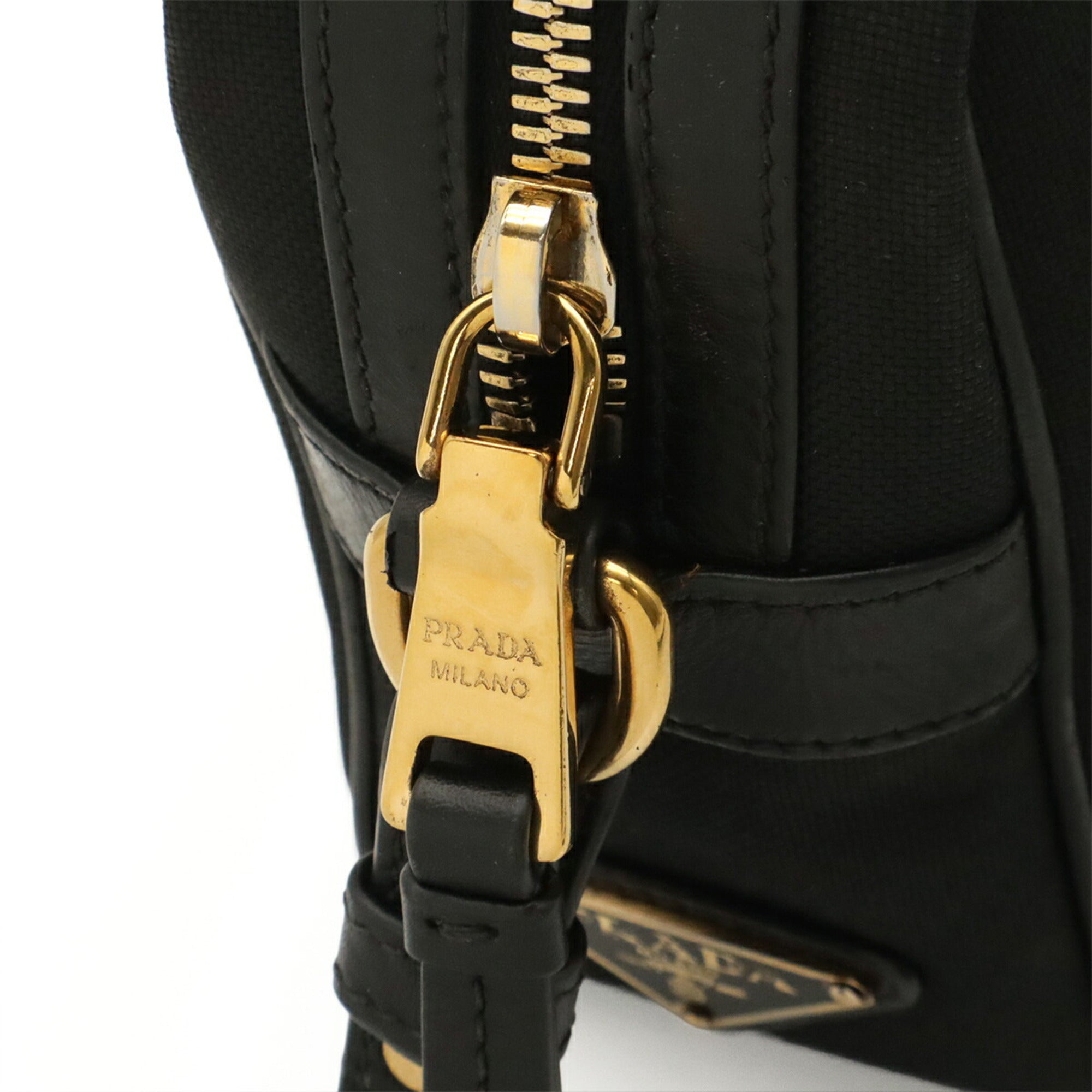 Prada Black Nero Canvas Leather Shoulder Bag (Pre-Owned)