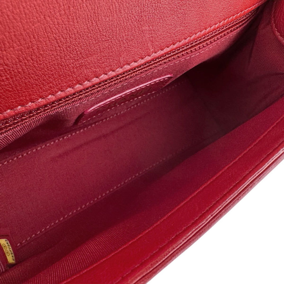 Chanel Red Color Leather Shoulder Bag (Pre-Owned)