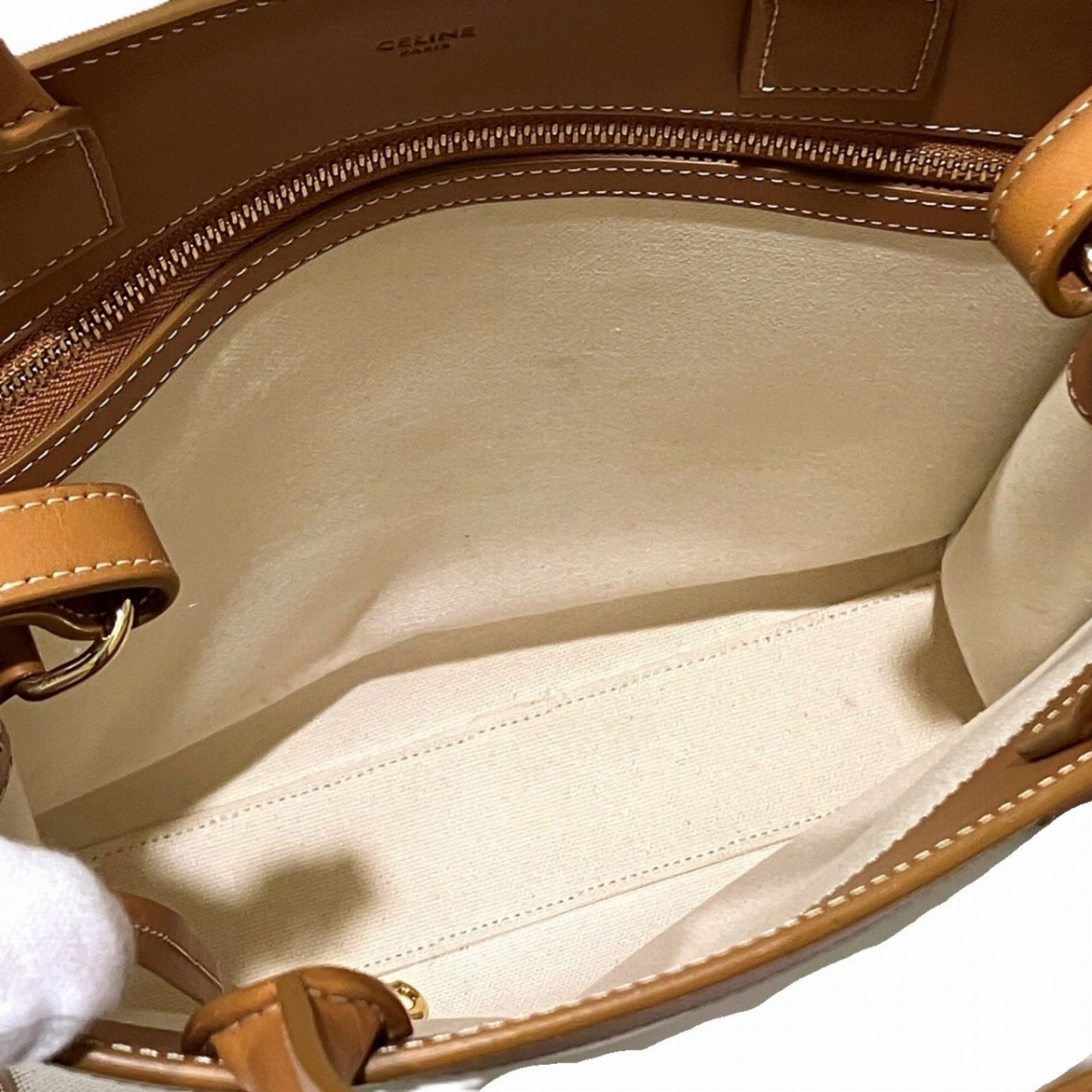 Celine White Canvas Leather Tote Bag (Pre-Owned)