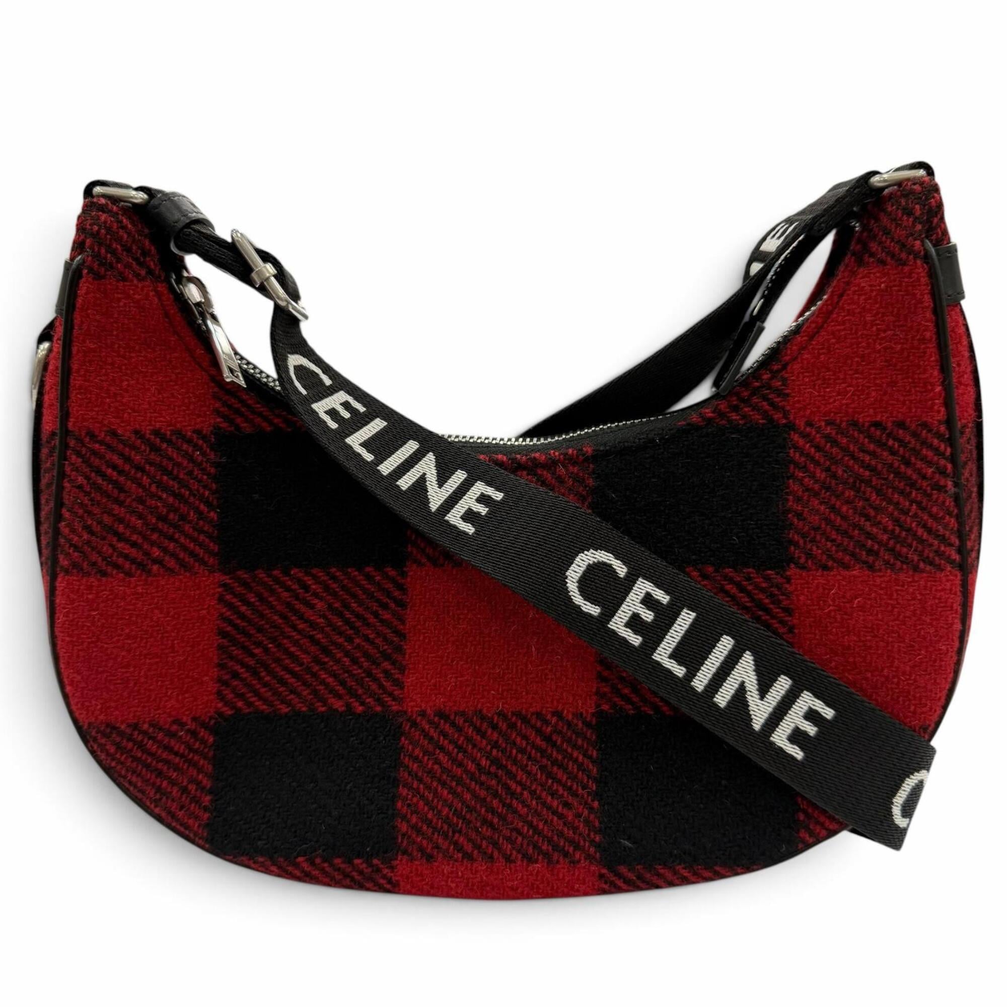 Celine Black Red Color Leather Shoulder Bag (Pre-Owned)