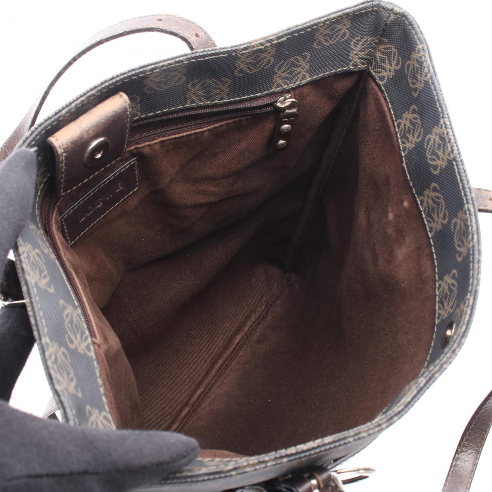 Loewe Brown Coated Canvas Leather Tote Bag (Pre-Owned)