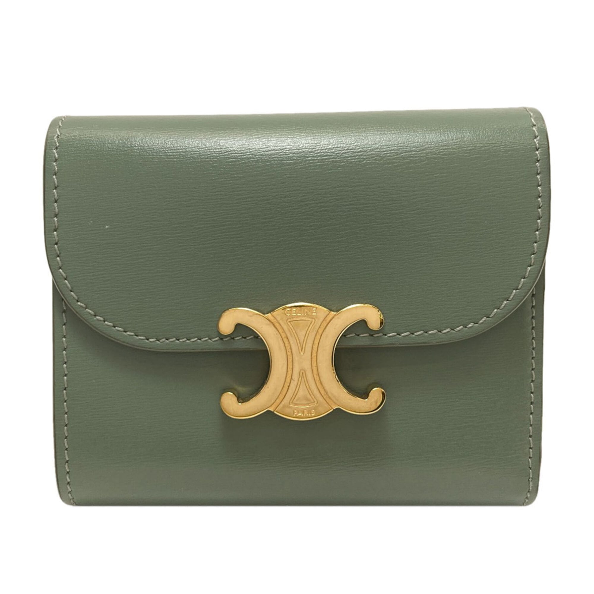 Celine Green Leather Wallet (Bi-Fold) (Pre-Owned)