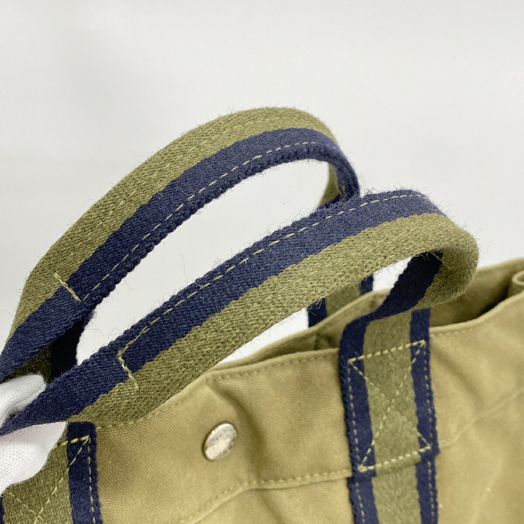 Hermes Khaki Canvas Tote Bag (Pre-Owned)