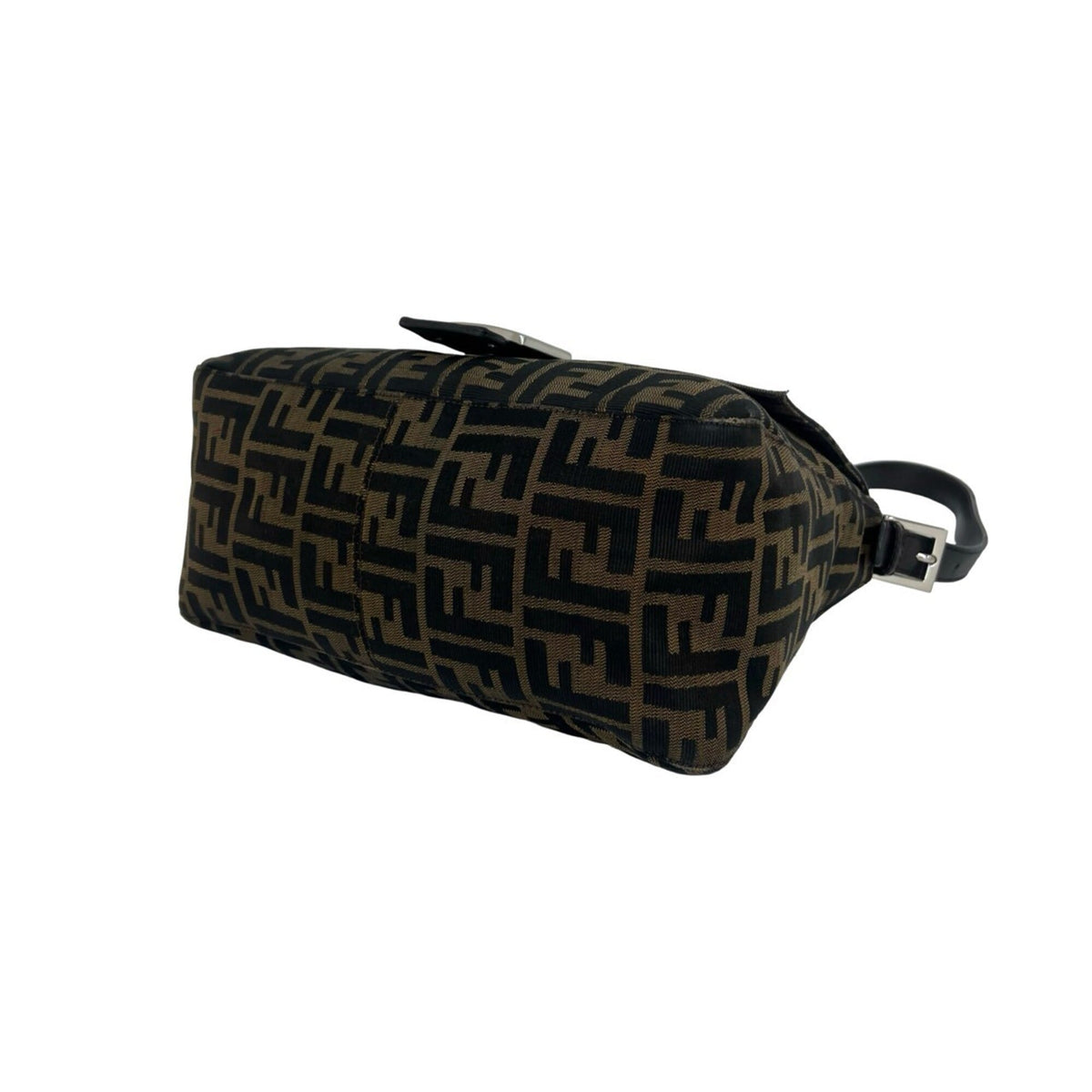 Fendi Black Brown Canvas Leather Shoulder Bag (Pre-Owned)