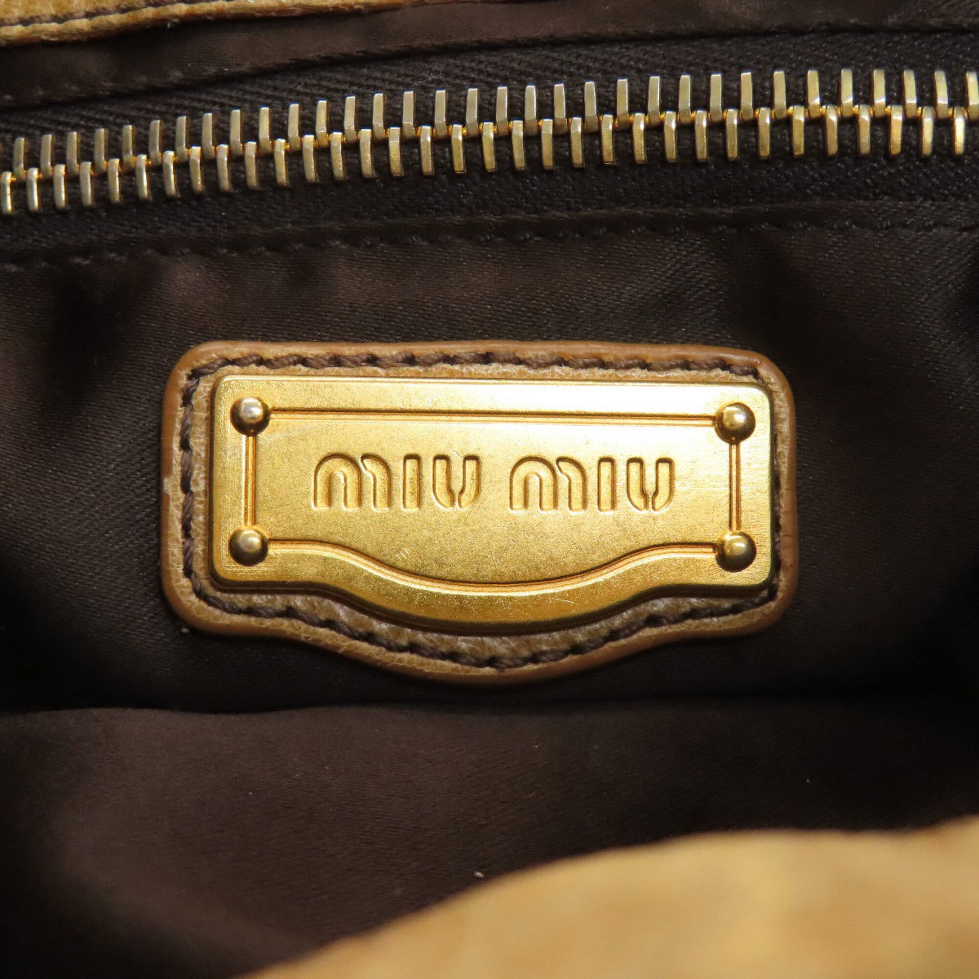 Miu Miu Beige Leather Tote Bag (Pre-Owned)