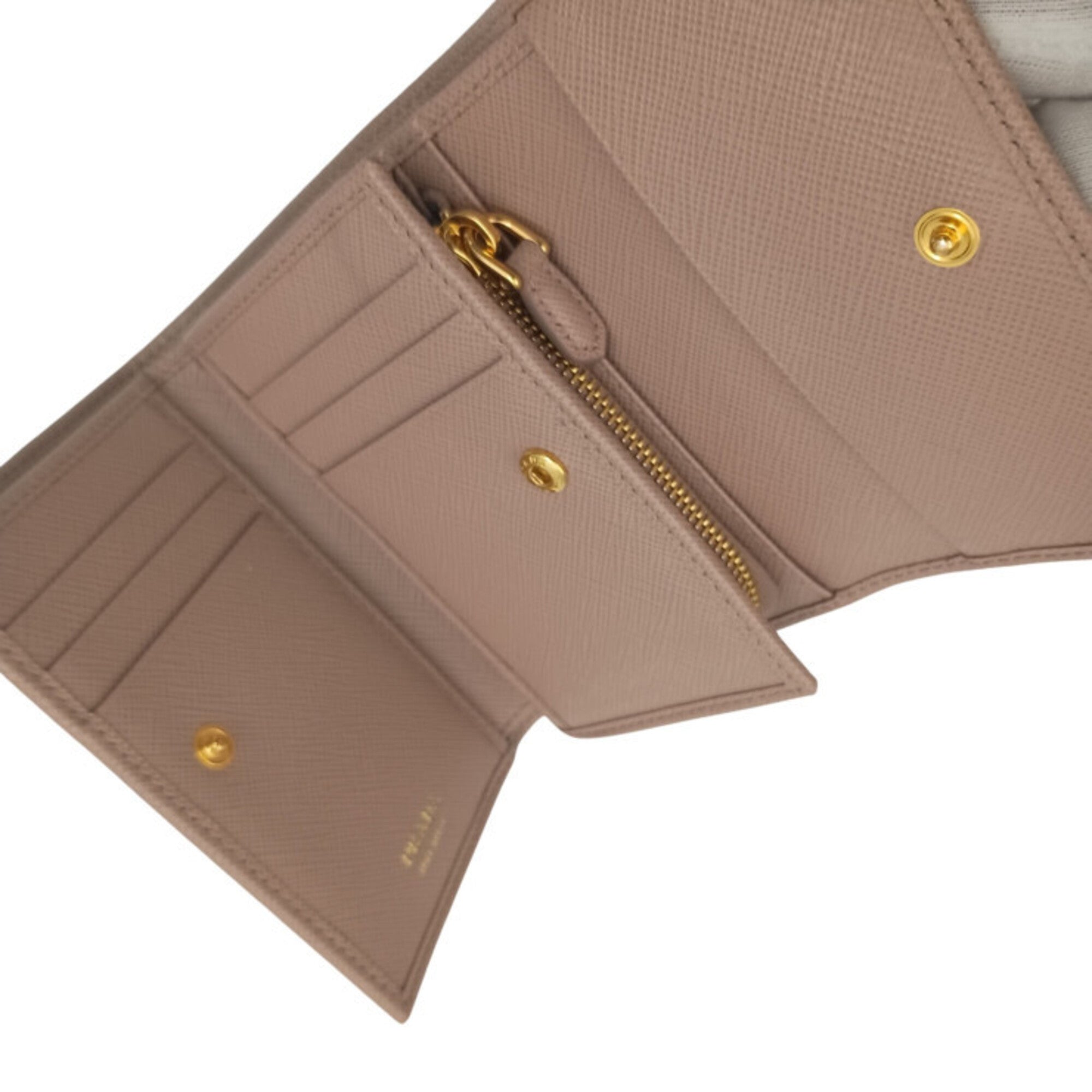 Prada Beige Saffiano Metal Wallet (Tri-Fold) (Pre-Owned)