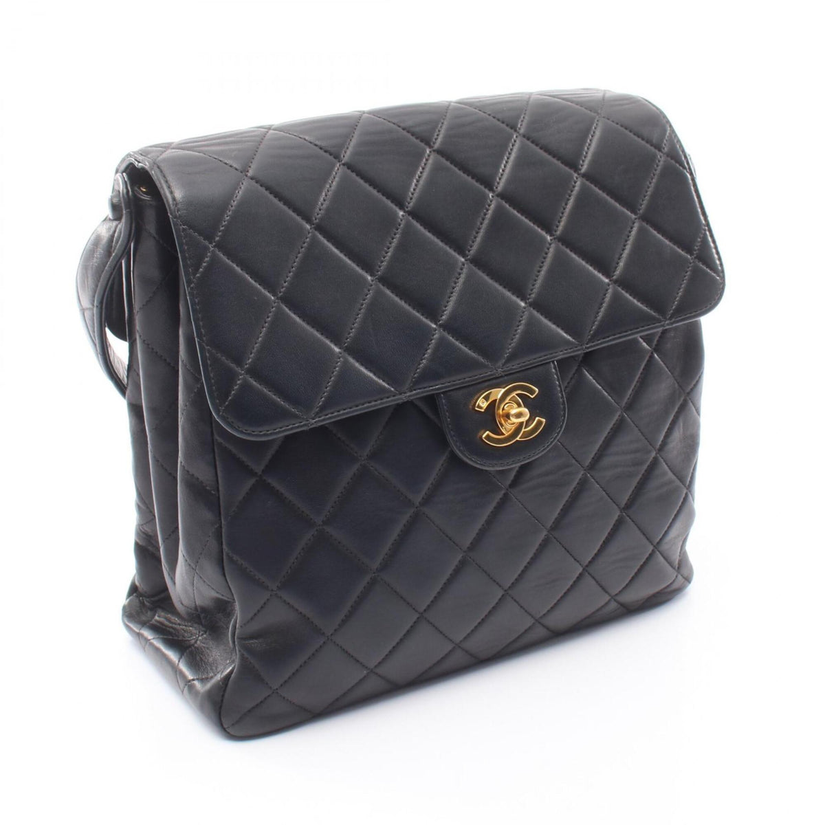 Chanel Matelasse Black Leather Handbag Shoulder Bag (Pre-Owned)