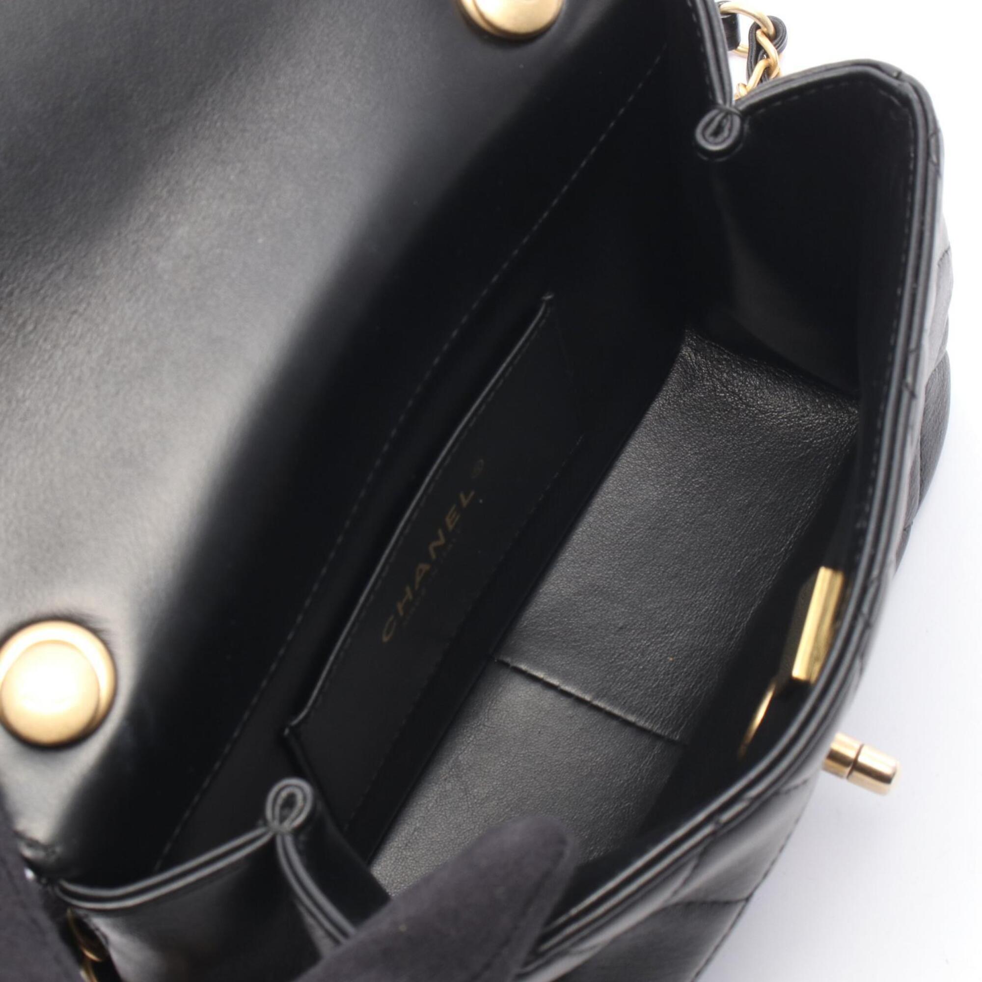 Chanel Black Leather Handbag Shoulder Bag (Pre-Owned)