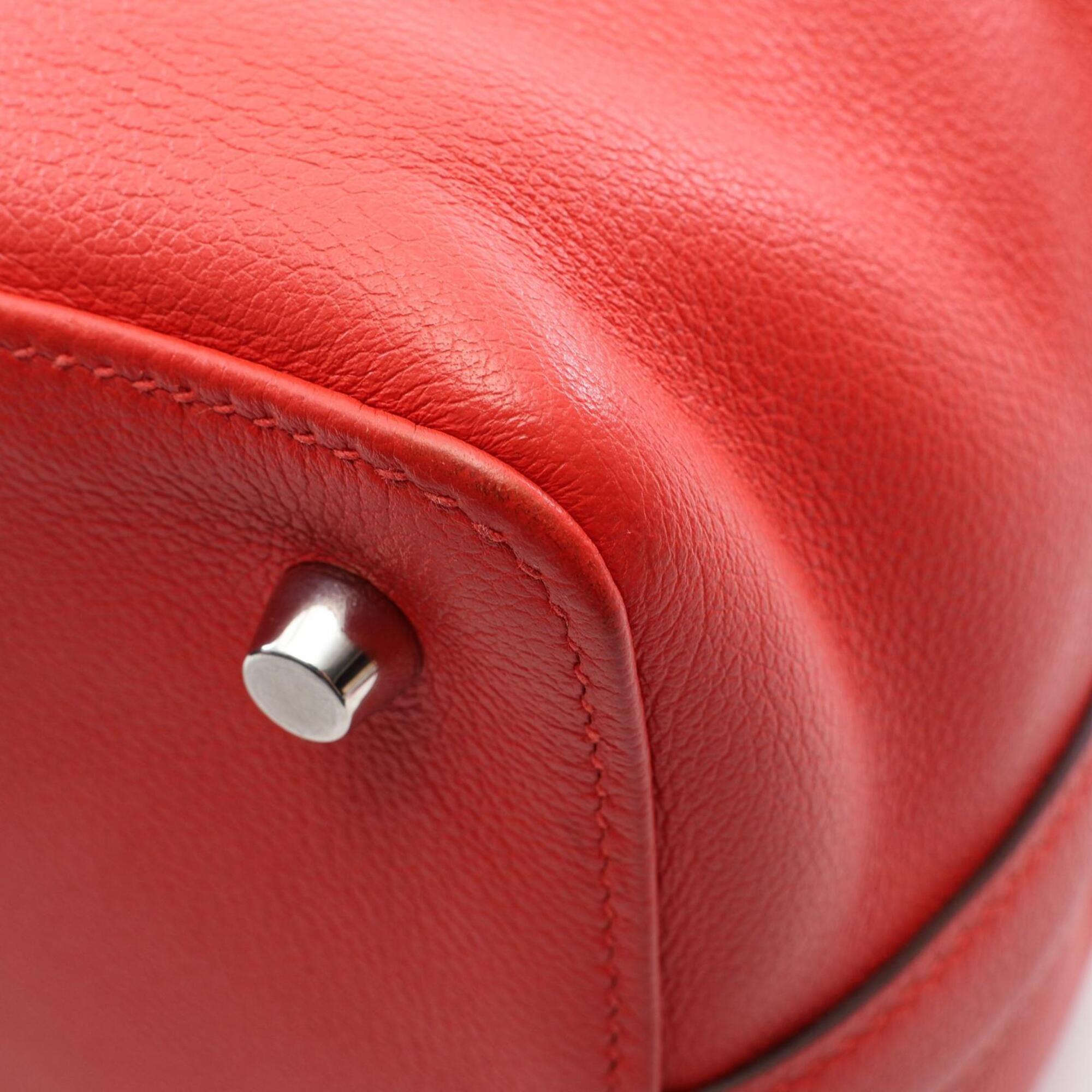 Hermes Red Color Evercalf Leather Handbag (Pre-Owned)