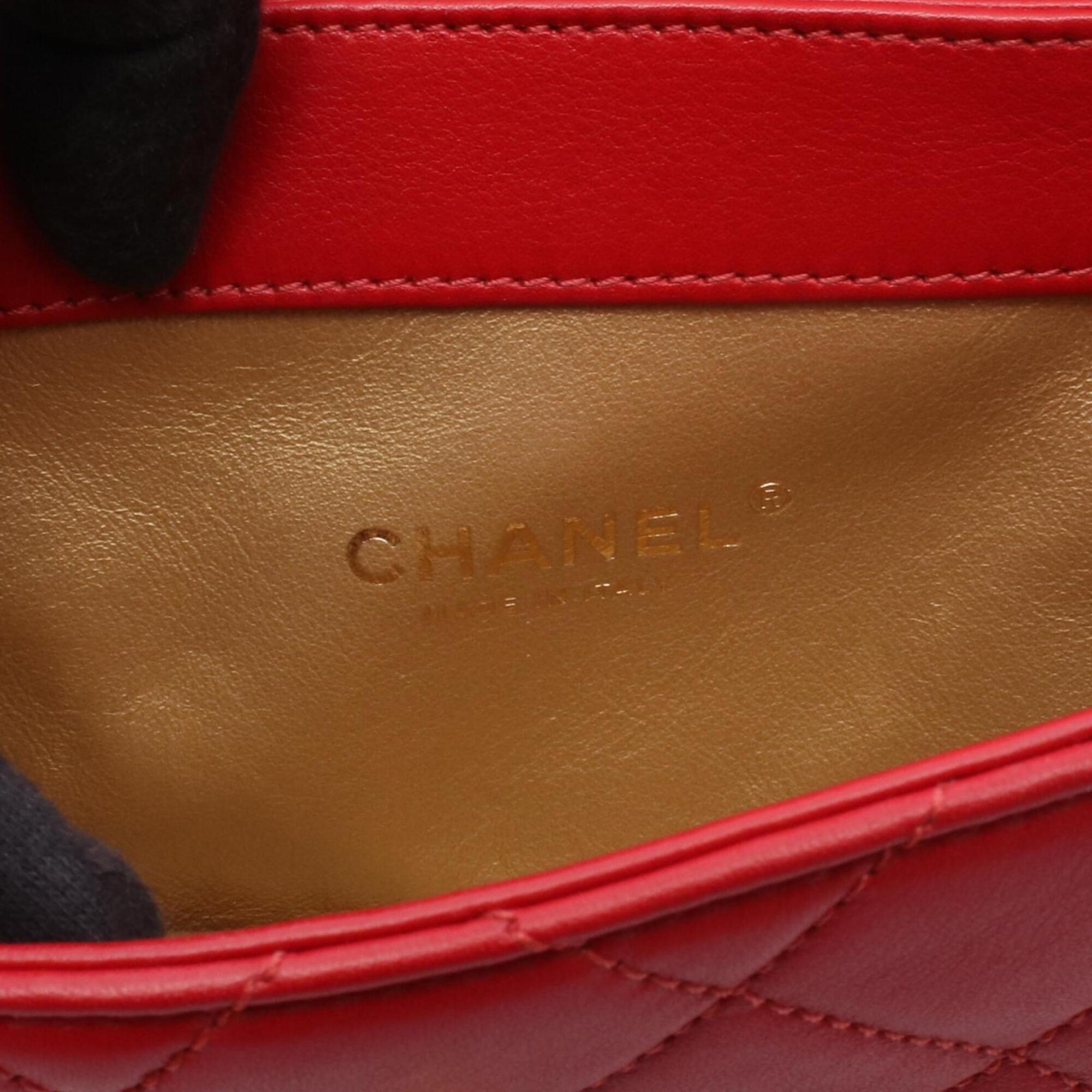 Chanel Matelasse Red Color Leather Handbag Shoulder Bag (Pre-Owned)