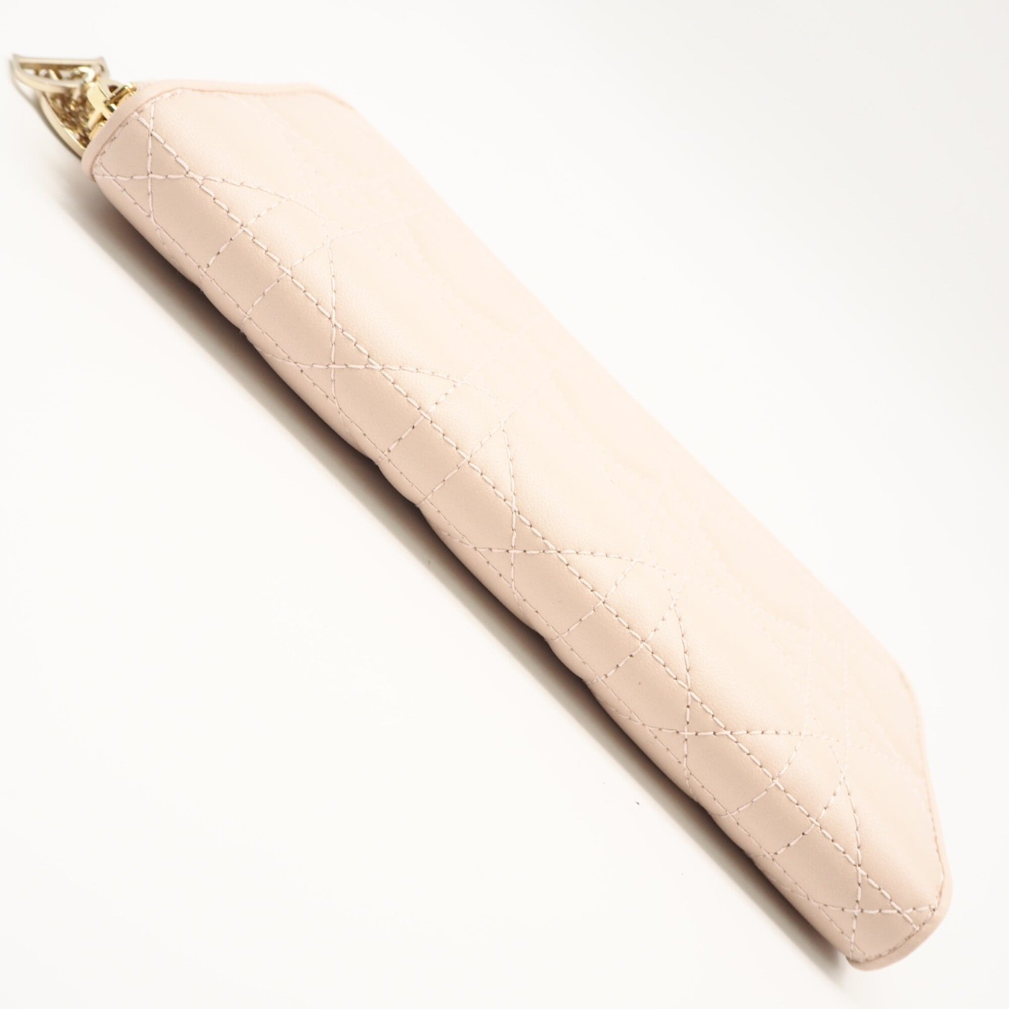 Christian Dior Lady Dior Pink Beige Leather Long Wallet (Bi-Fold) (Pre-Owned)