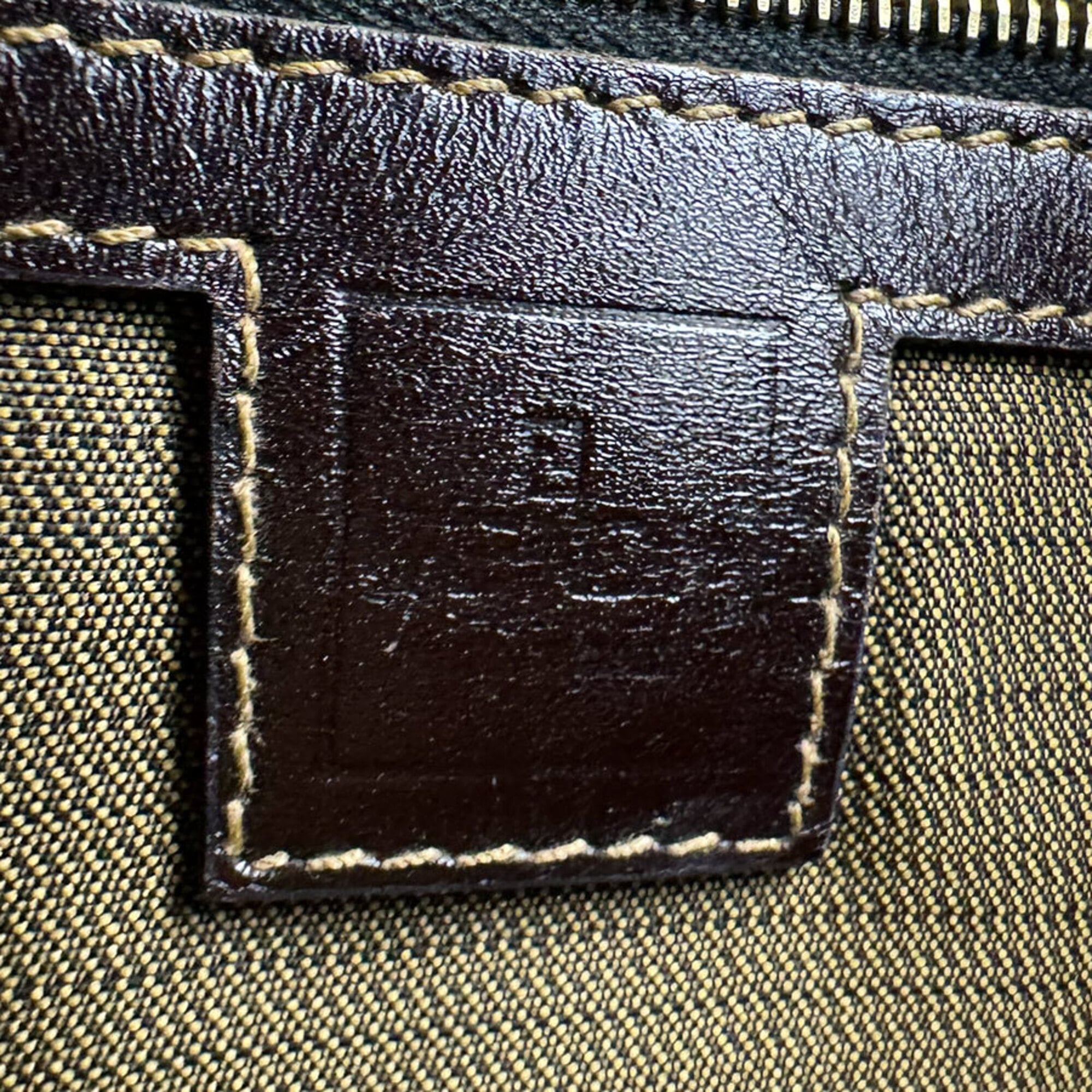 Fendi Brown Nylon Canvas Leather Handbag (Pre-Owned)