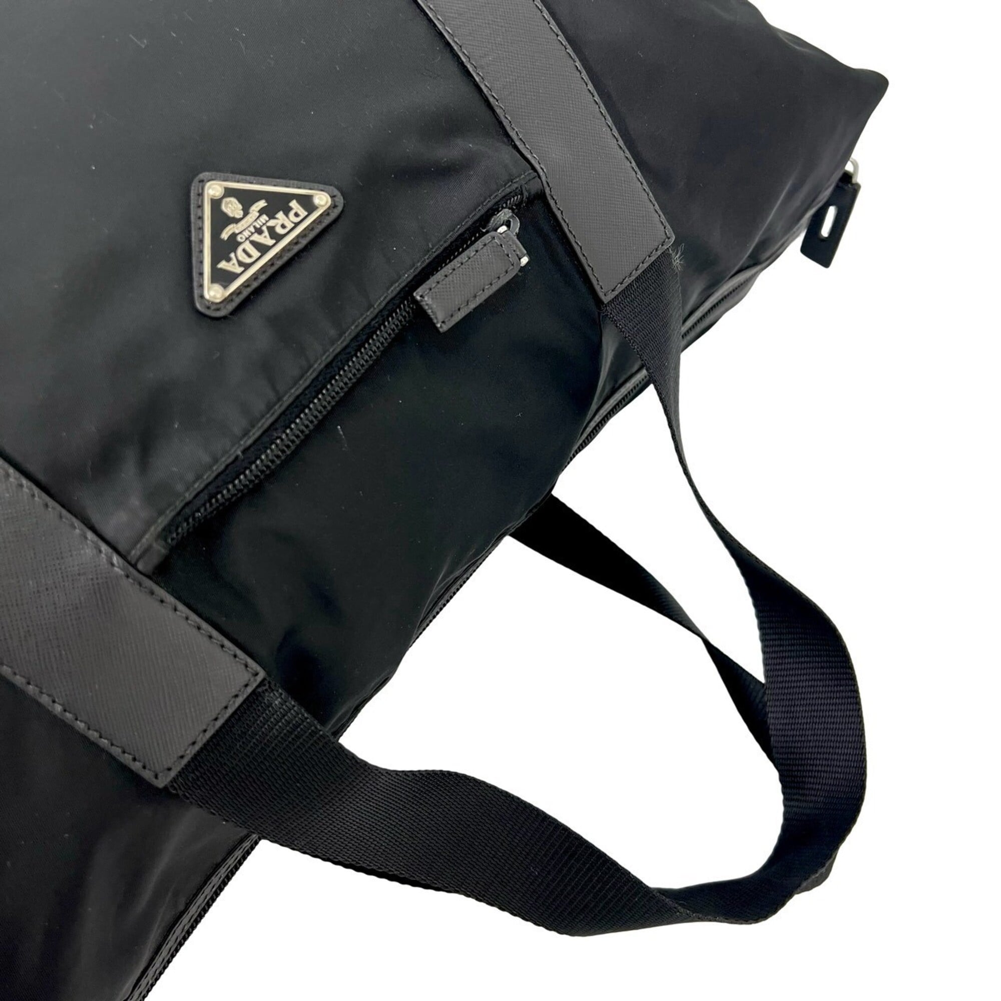 Prada Black Nylon Leather Boston Bag (Pre-Owned)