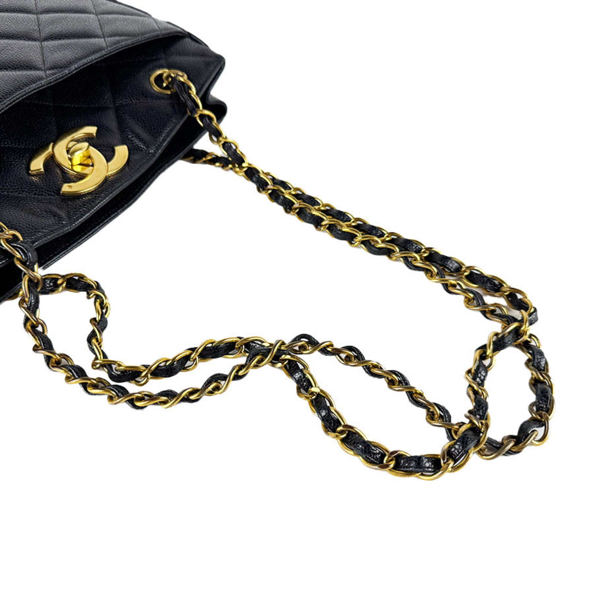 Chanel Black Grained Calfskin Shoulder Bag (Pre-Owned)