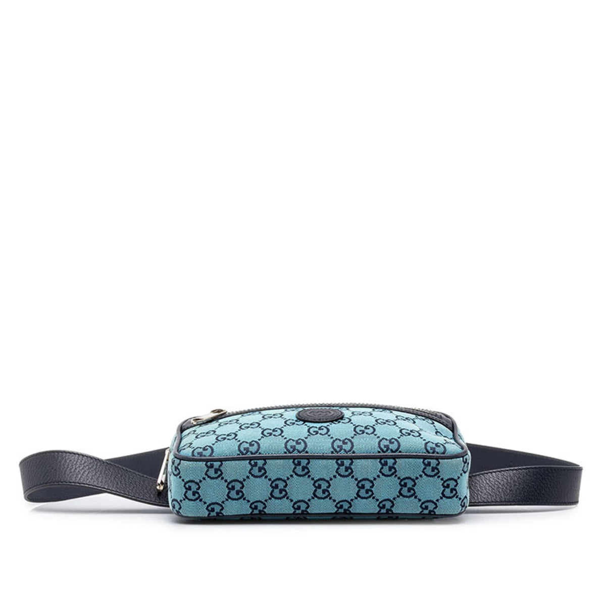 Gucci Blue Navy Canvas Leather Fanny Pack (Pre-Owned)