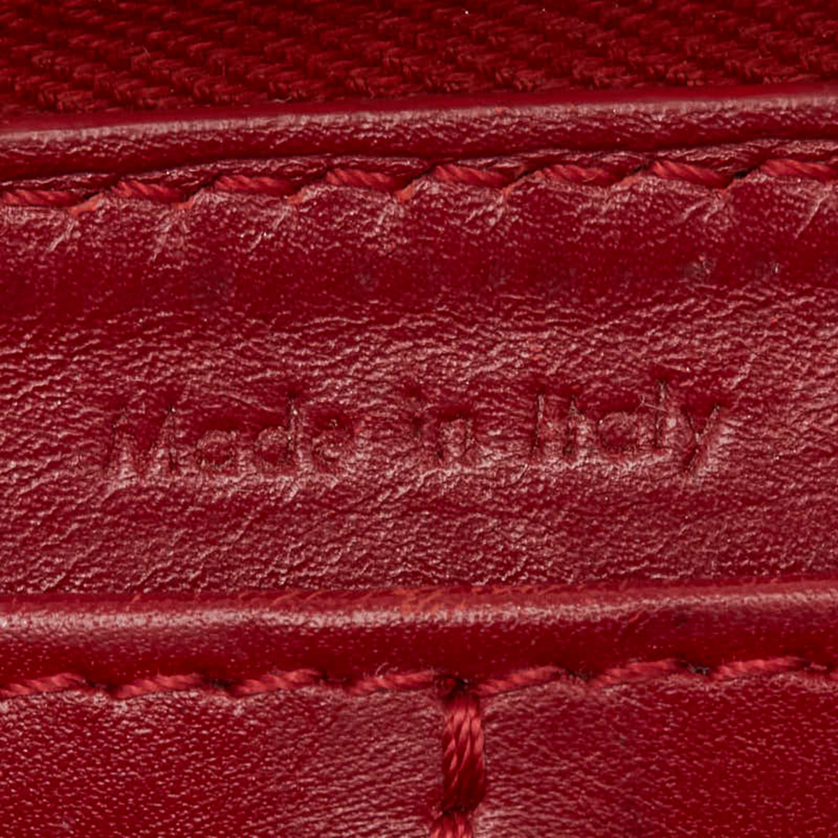 Celine Red Color Leather Long Wallet (Bi-Fold) (Pre-Owned)