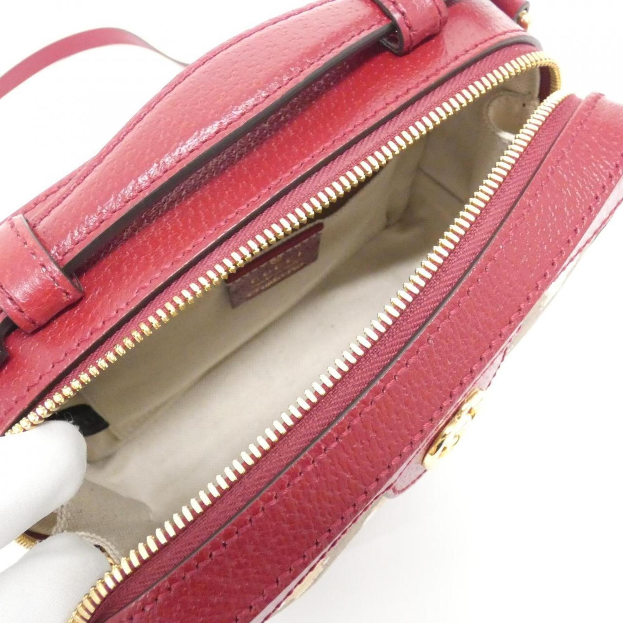 Gucci Beige Cherry Red Gg Supreme Leather Shoulder Bag (Pre-Owned)