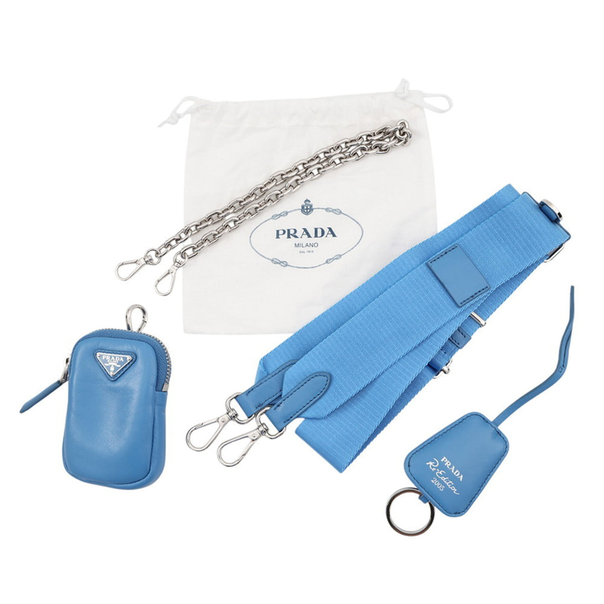 Prada Light Blue Nylon Handbag Pouch Shoulder Bag (Pre-Owned)