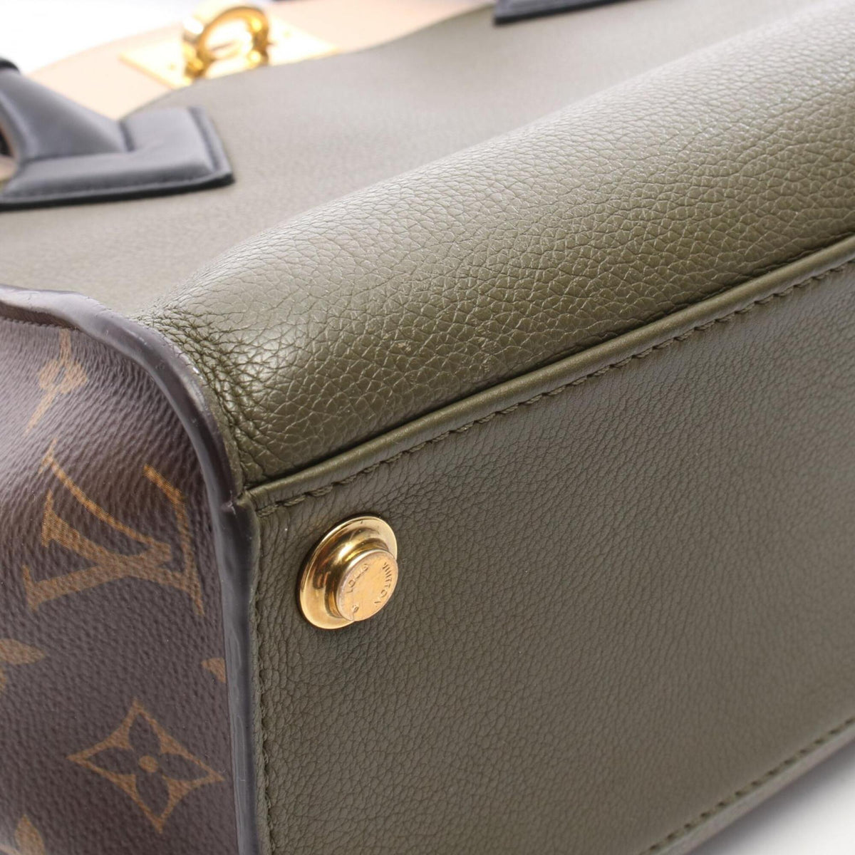 Louis Vuitton Brown Ivory Khaki Pvc Coated Canvas Leather Handbag (Pre-Owned)