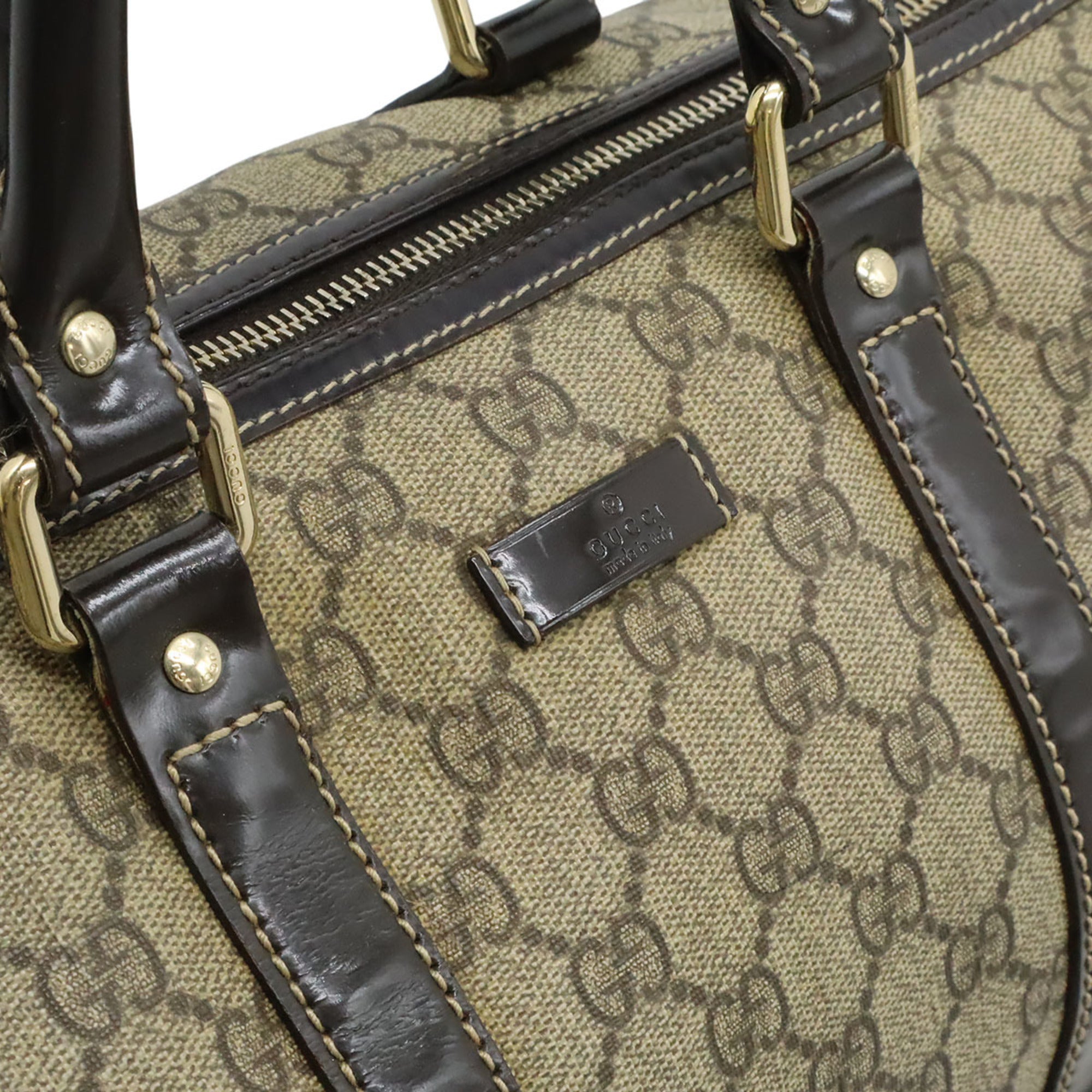 Gucci Beige Dark Brown Gg Supreme Handbag (Pre-Owned)