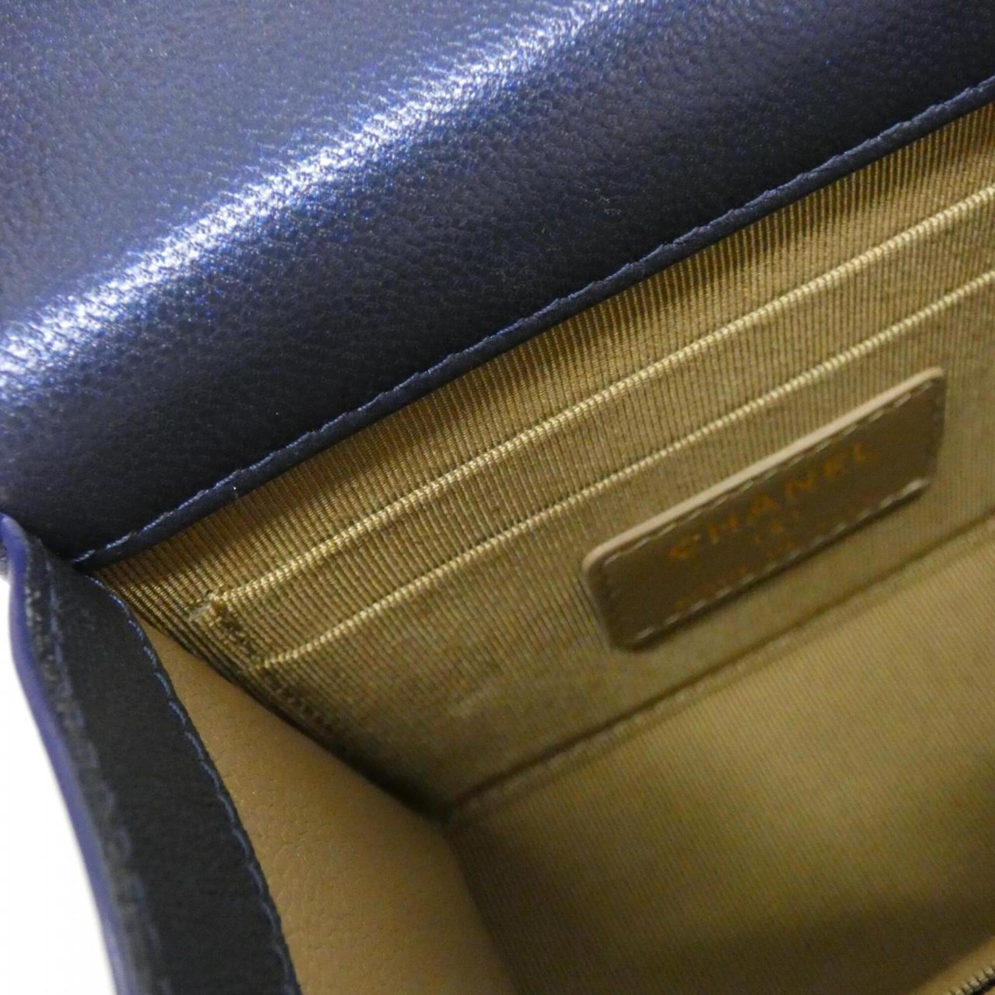 Chanel Navy Leather Shoulder Bag (Pre-Owned)