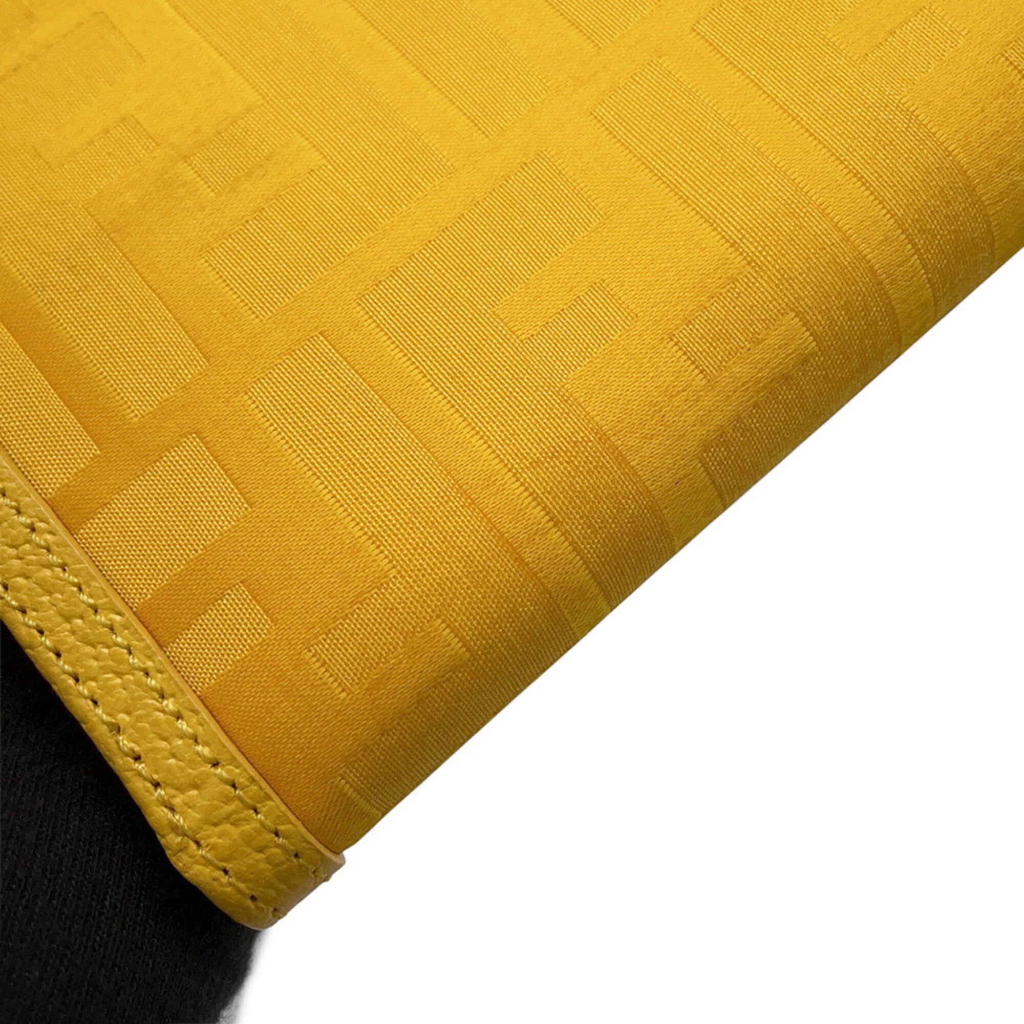 Fendi Zucca Yellow Nylon Canvas Leather Wallet (Tri-Fold) (Pre-Owned)