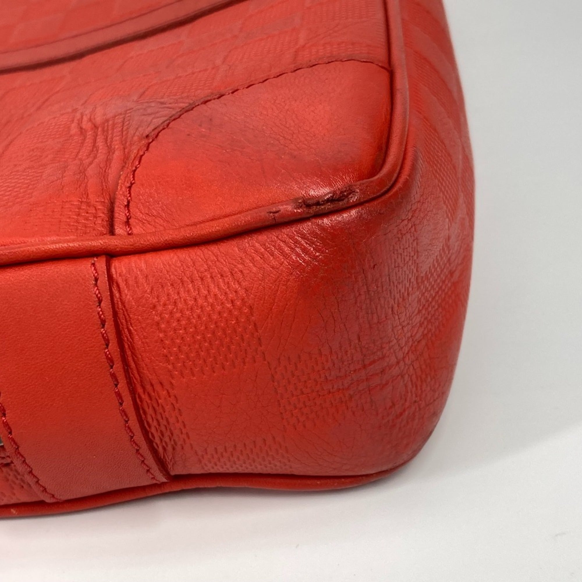 Louis Vuitton Galle Red Color Damier Infini Handbag Tote Bag (Pre-Owned)