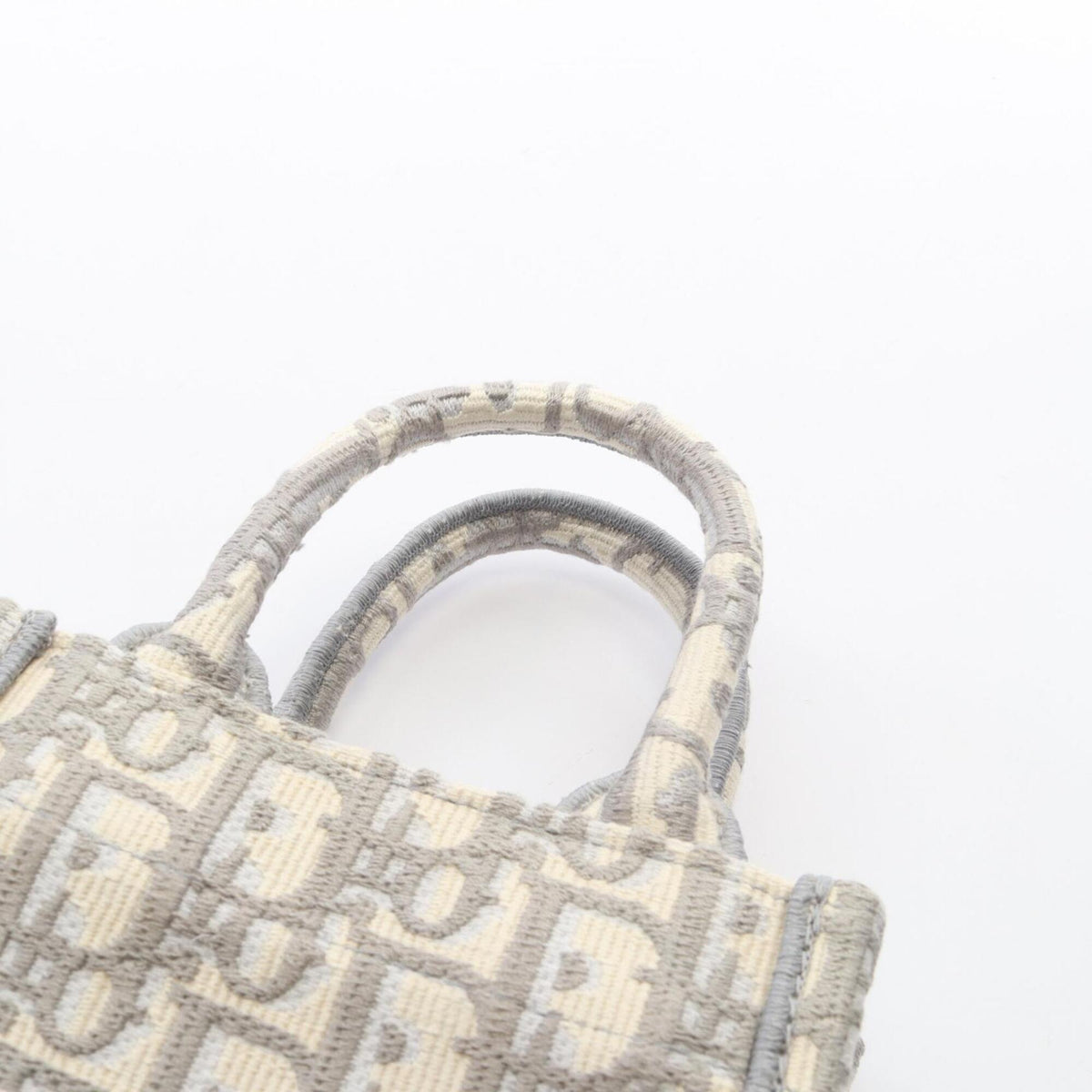 Christian Dior Gray White Canvas Handbag Tote Bag (Pre-Owned)