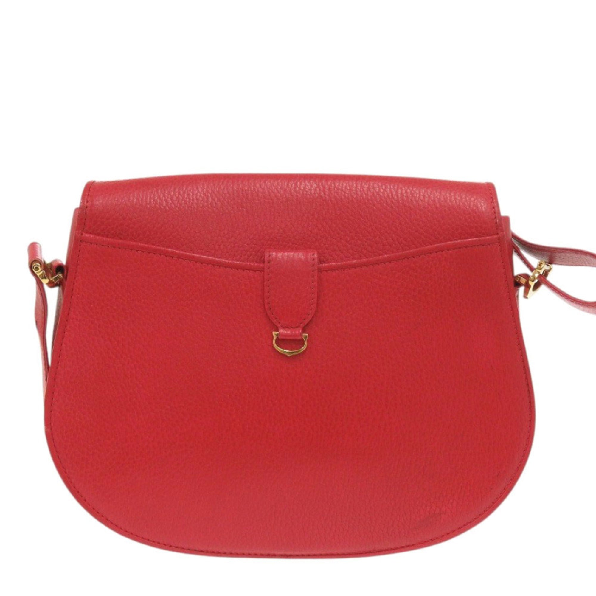 Cartier Red Color Leather Shoulder Bag (Pre-Owned)