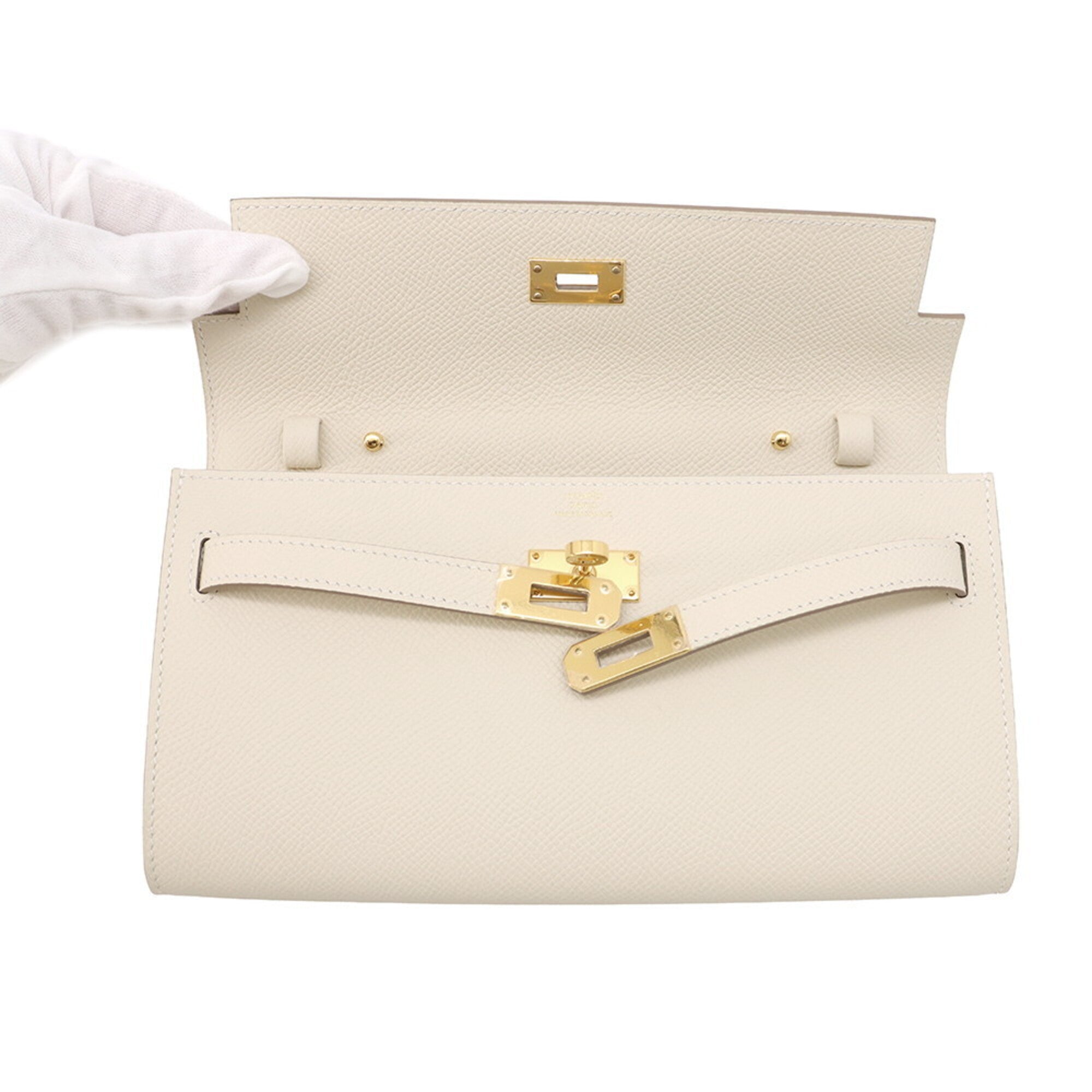 Hermes Cream Ivory Epsom Leather Chain/Shoulder Wallet (Pre-Owned)
