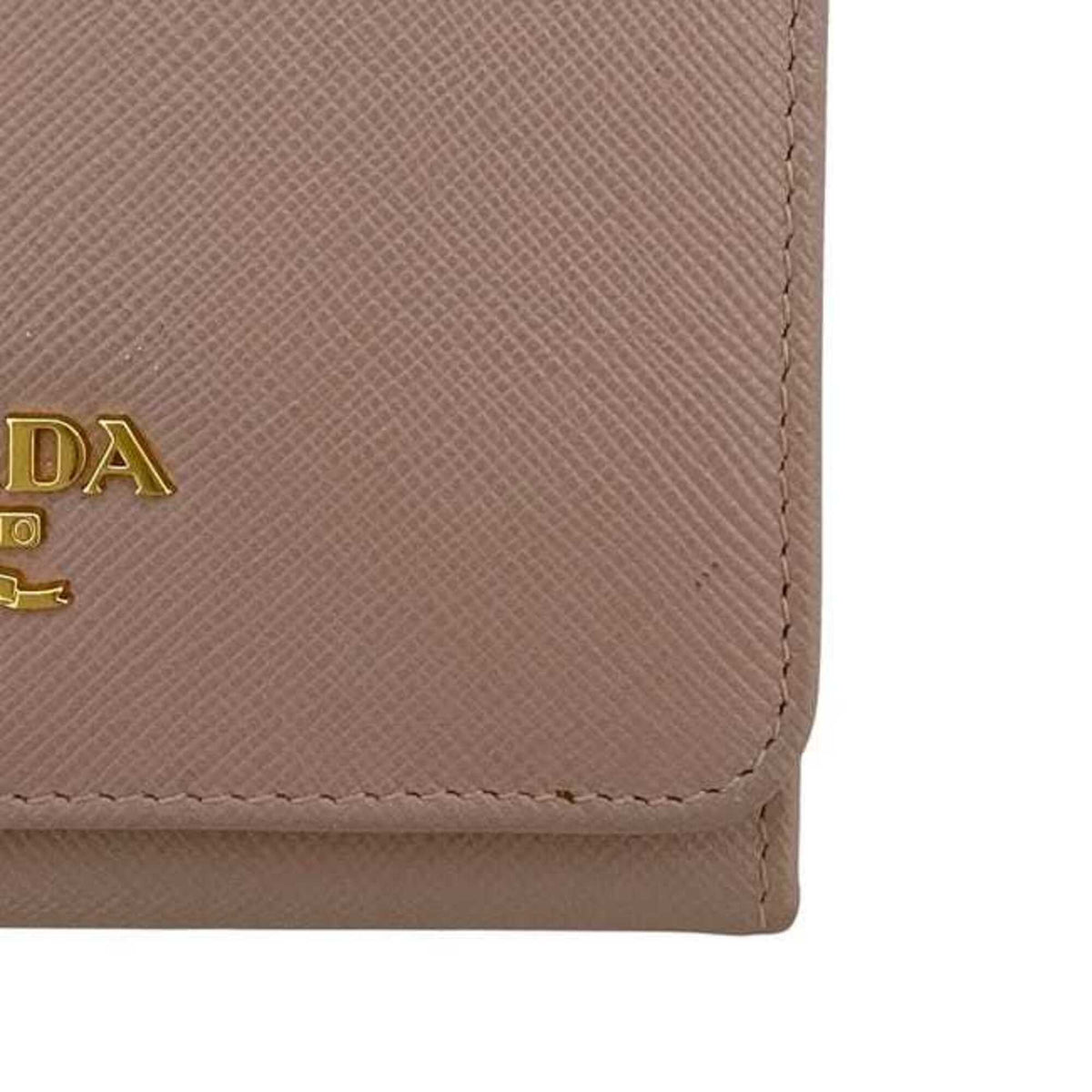 Prada Beige Saffiano Triangle Wallet (Tri-Fold) (Pre-Owned)