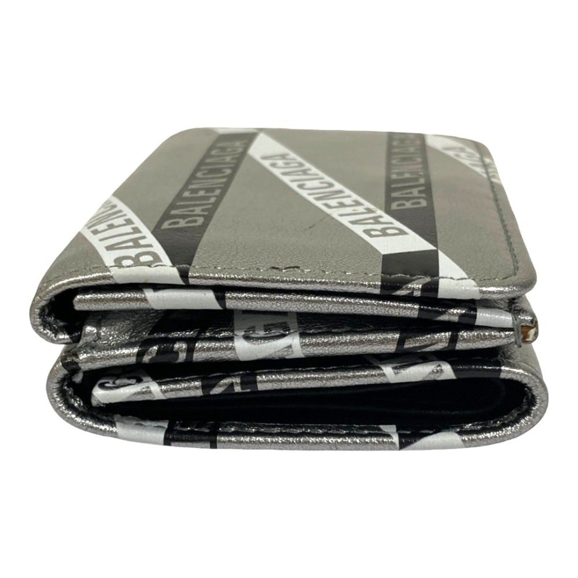 Balenciaga Silver Black Leather Wallet (Bi-Fold) (Pre-Owned)