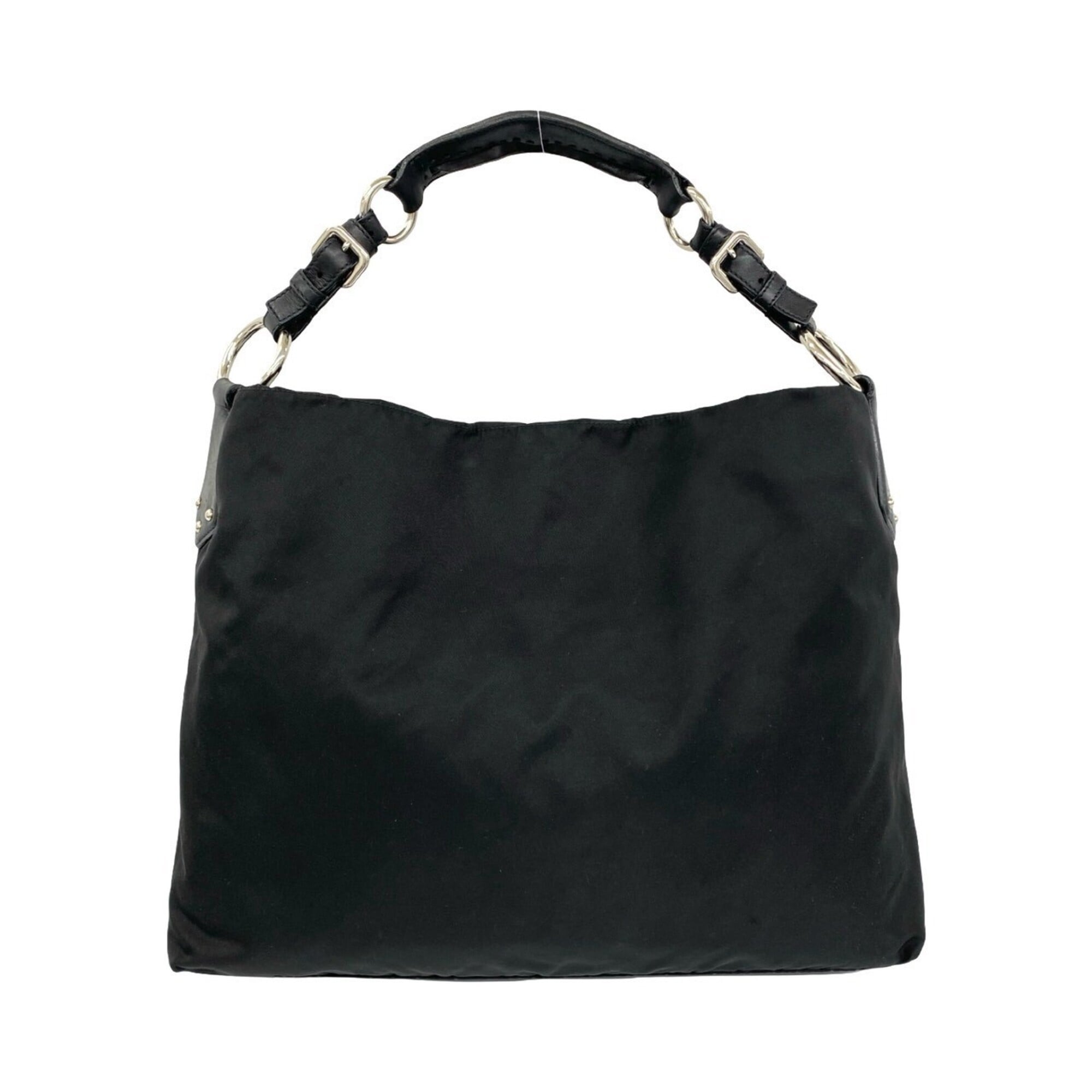 Prada Black Nylon Leather Boston Bag Shoulder Bag Tote Bag (Pre-Owned)
