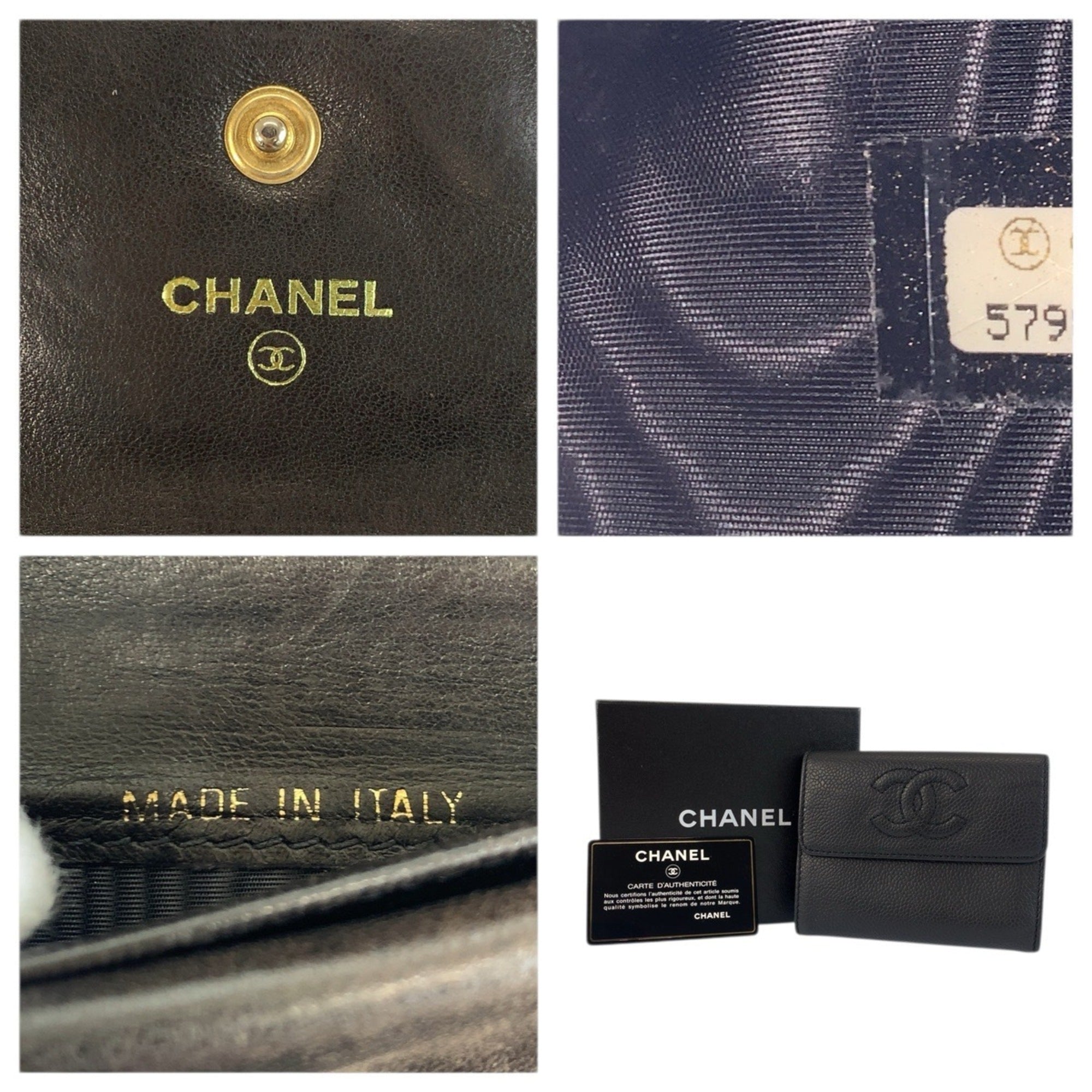Chanel Black Leather Wallet (Tri-Fold) (Pre-Owned)